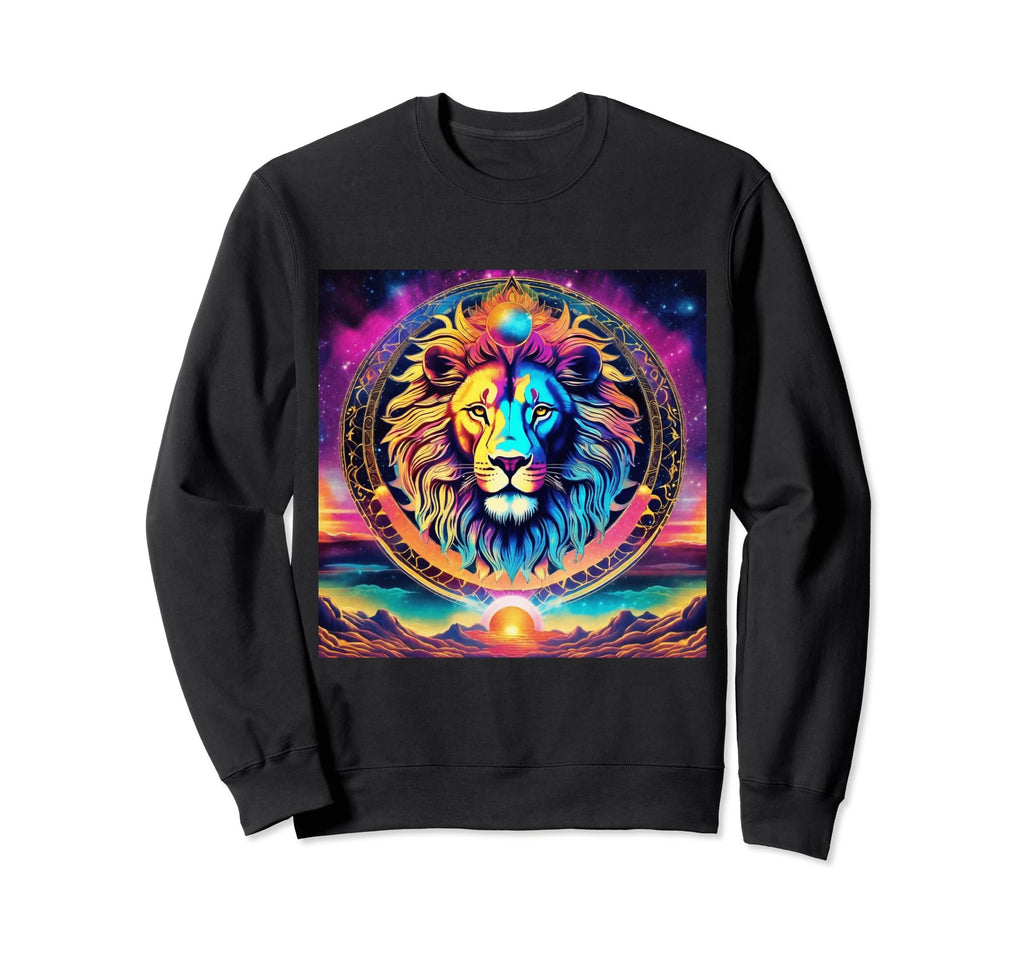 80S Synthwave Anime Lion Trippy Cat Sweatshirt - Aesthetic Graphic Unisex - T-Shirt, Sweatshirt, Hoodie
