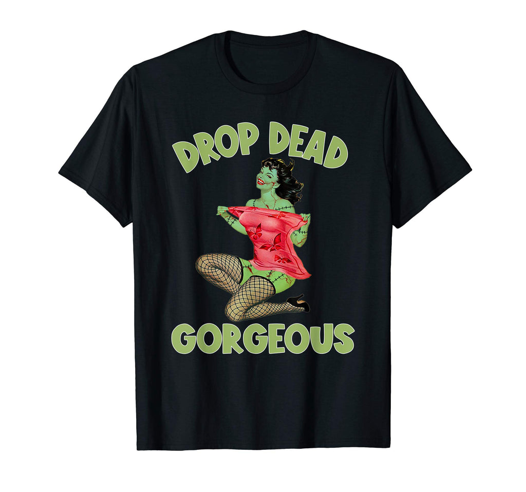 Zombie Pin Up Halloween Drop Dead T-Shirt - Custom Art Print Unisex - T-Shirt, Sweatshirt, Hoodie