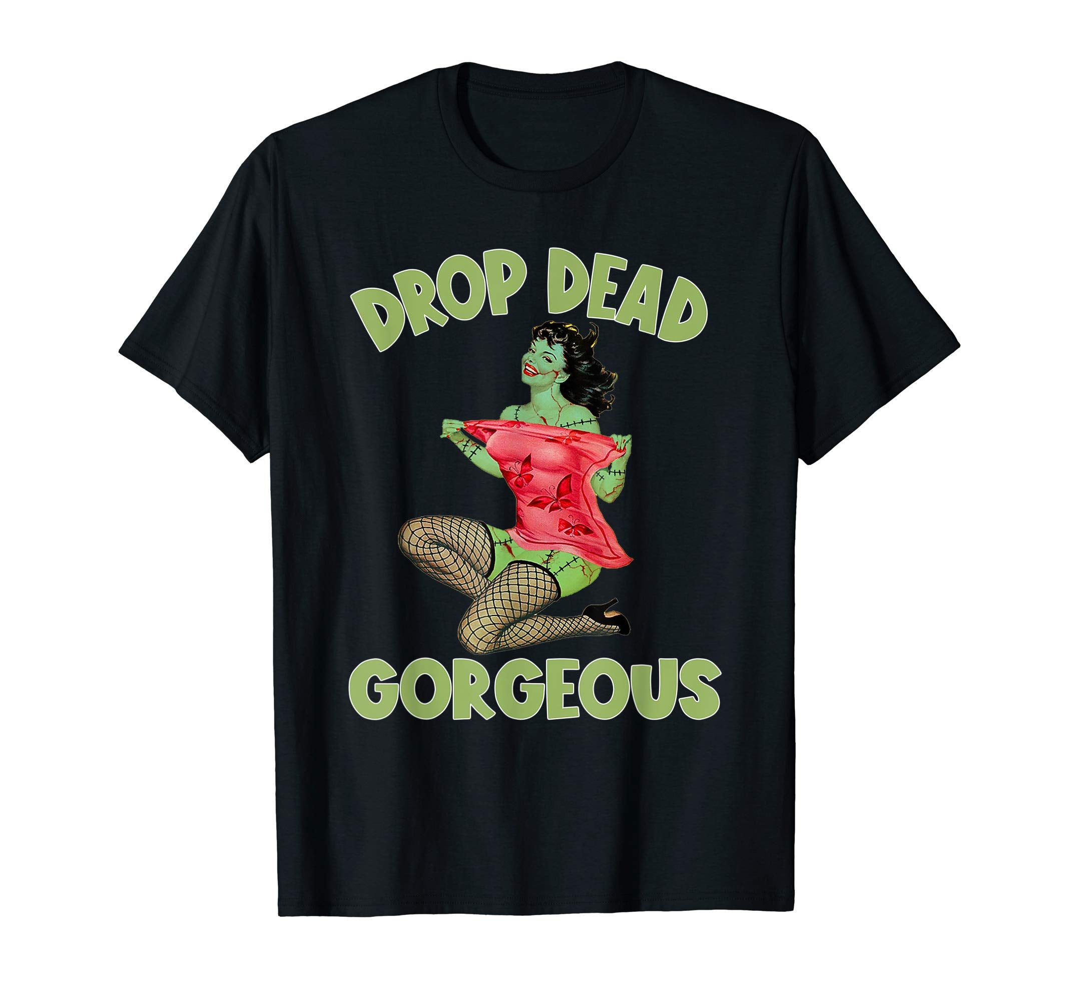 Zombie Pin Up Halloween Drop Dead T-Shirt - Custom Art Print Unisex - T-Shirt, Sweatshirt, Hoodie