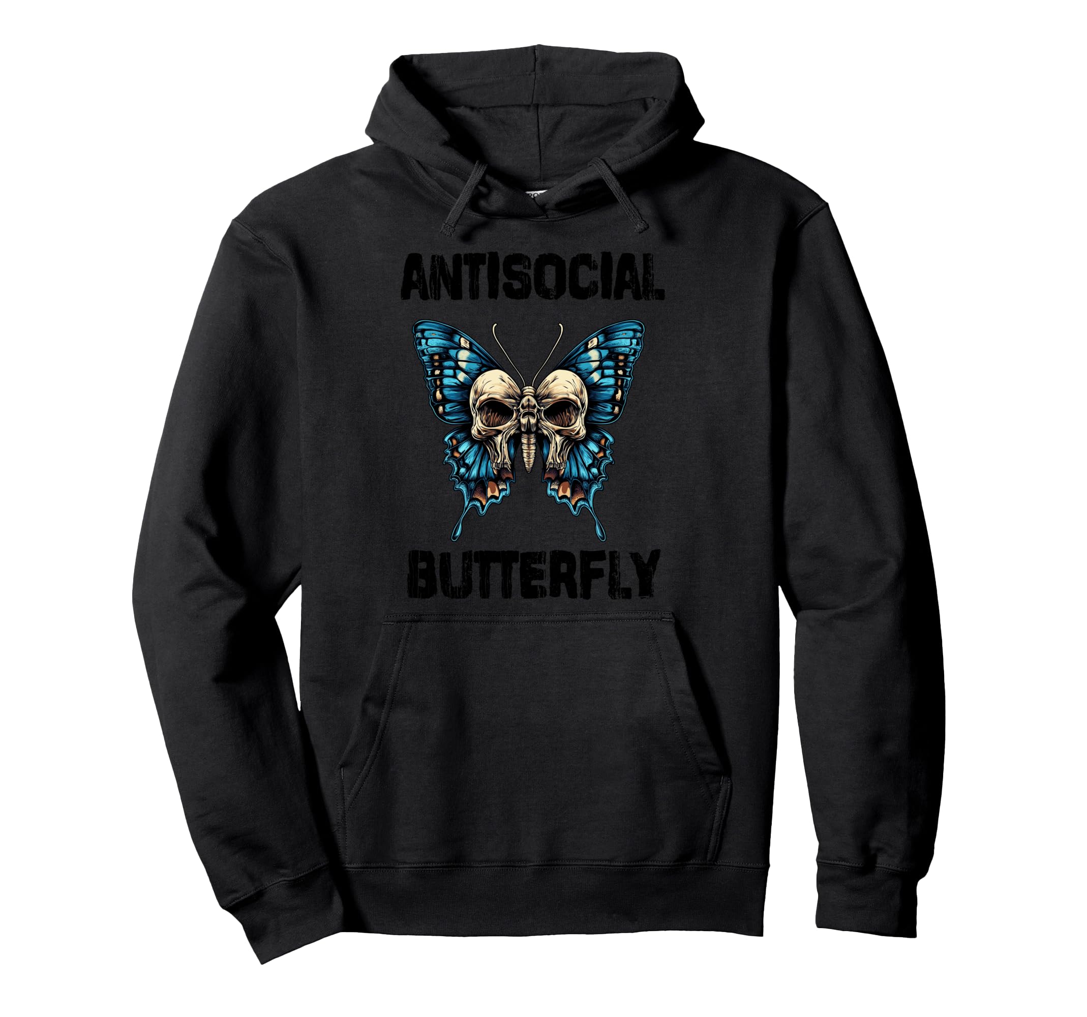 Antisocial Butterfly Hoodie - Fun Novelty Design Unisex - T-Shirt, Sweatshirt, Hoodie