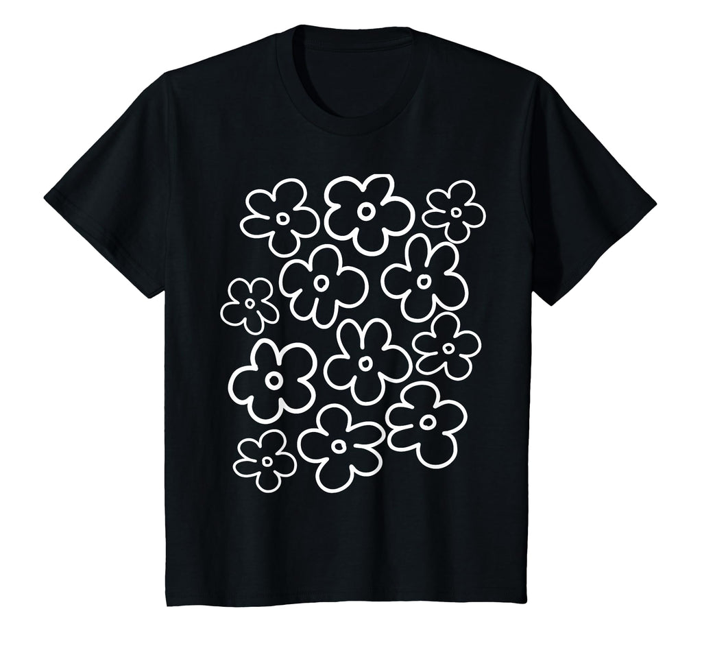 Black And White Flower Pattern T-Shirt - Fun Novelty Design Men Women - T-Shirt, Sweatshirt, Hoodie