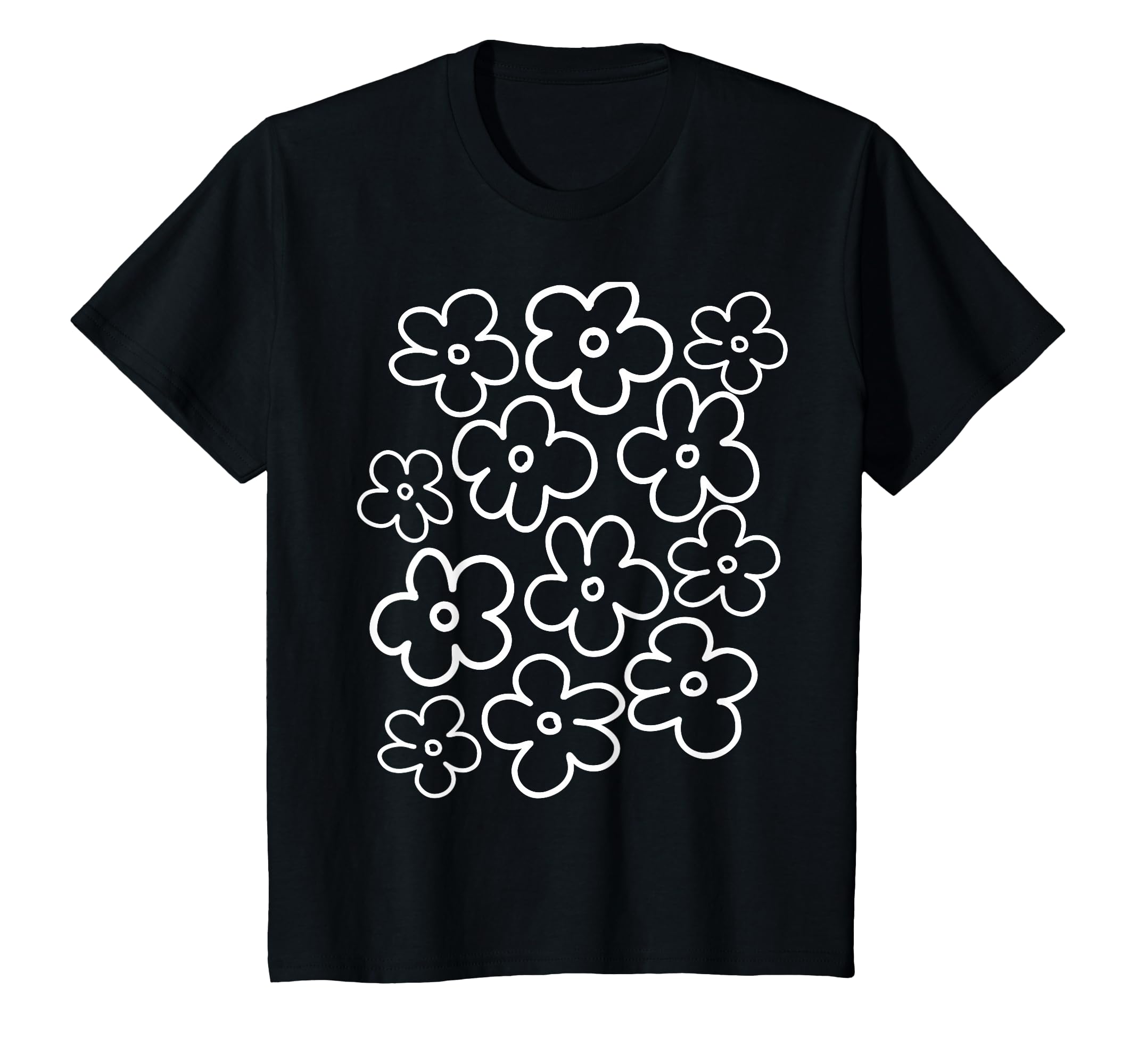 Black And White Flower Pattern T-Shirt - Fun Novelty Design Men Women - T-Shirt, Sweatshirt, Hoodie