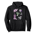 Cowboy Hat Boot Disco Ball Pattern Lilac Hoodie - Graphic Print Unisex - T-Shirt, Sweatshirt, Hoodie