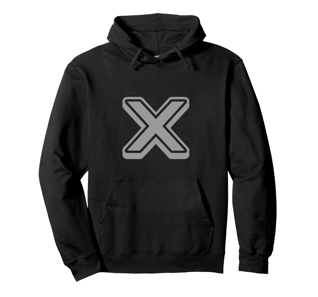 Bold Letter Gray X Outline Alphabet Hoodie - Streetwear Style Men Women - T-Shirt, Sweatshirt, Hoodie