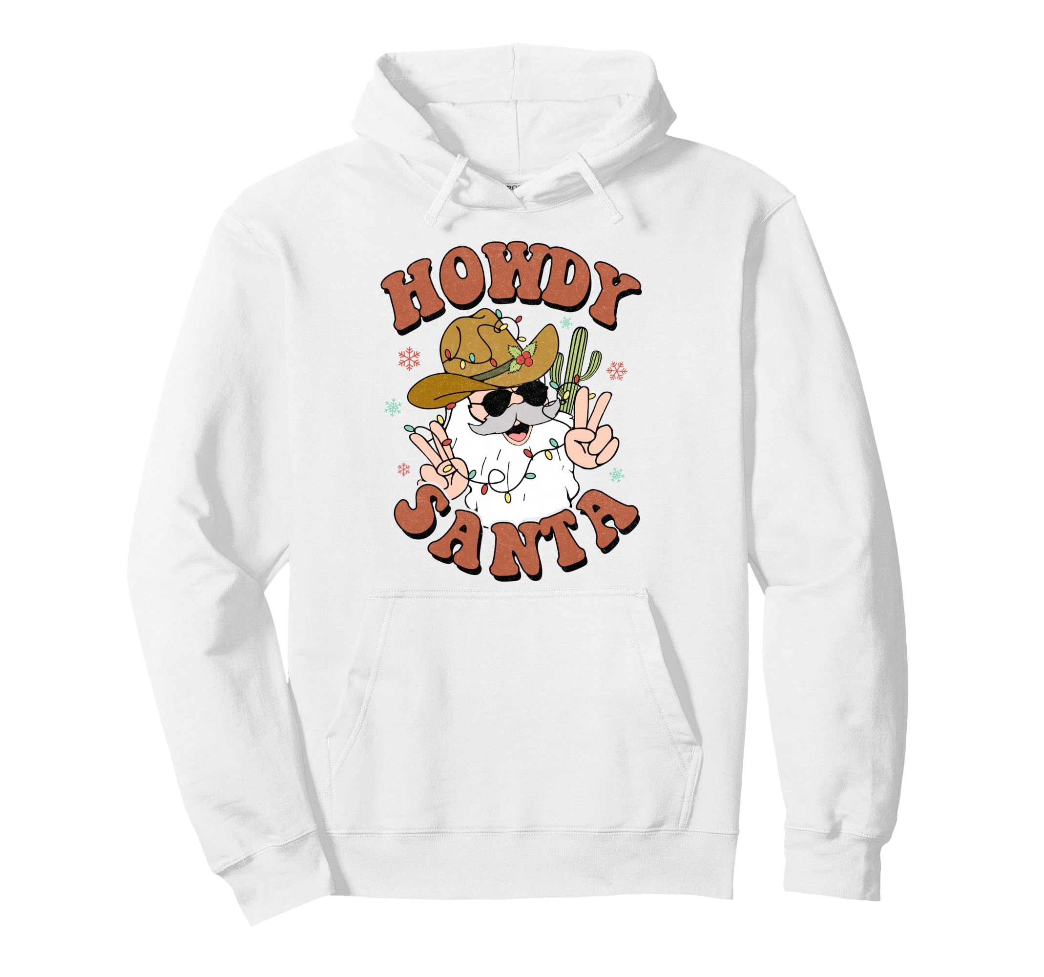 Howdy Santa Cowboy Hat Western Merry Hoodie - Custom Art Print Unisex - T-Shirt, Sweatshirt, Hoodie