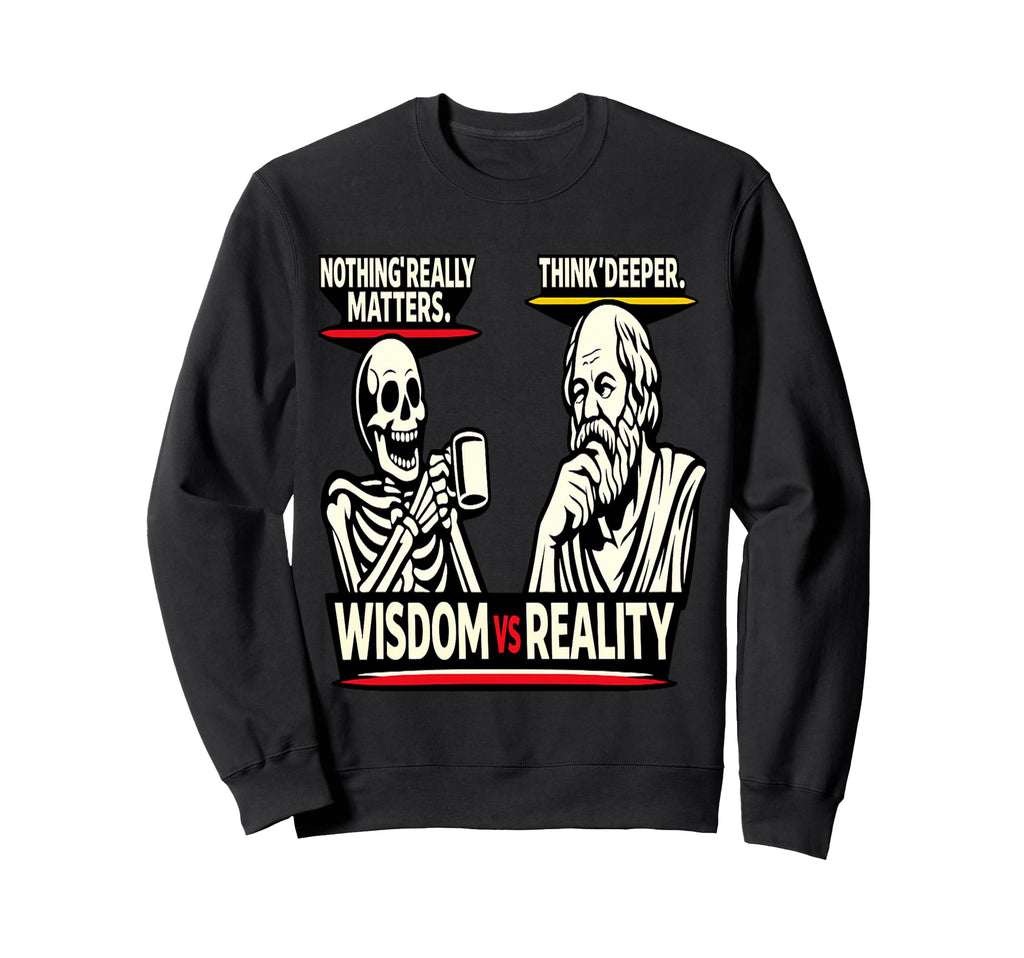 Skeleton Vs Socrates Funny Philosophy Sweatshirt - Custom Art Print Unisex - T-Shirt, Sweatshirt, Hoodie