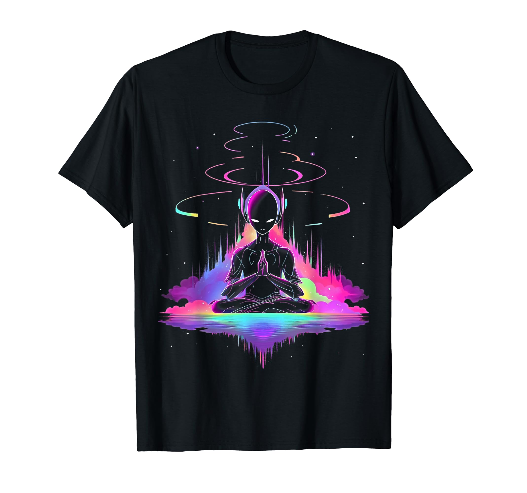 Synthwave Alien Buddha Cyberpunk 80S Sci T-Shirt - Streetwear Style Unisex - T-Shirt, Sweatshirt, Hoodie