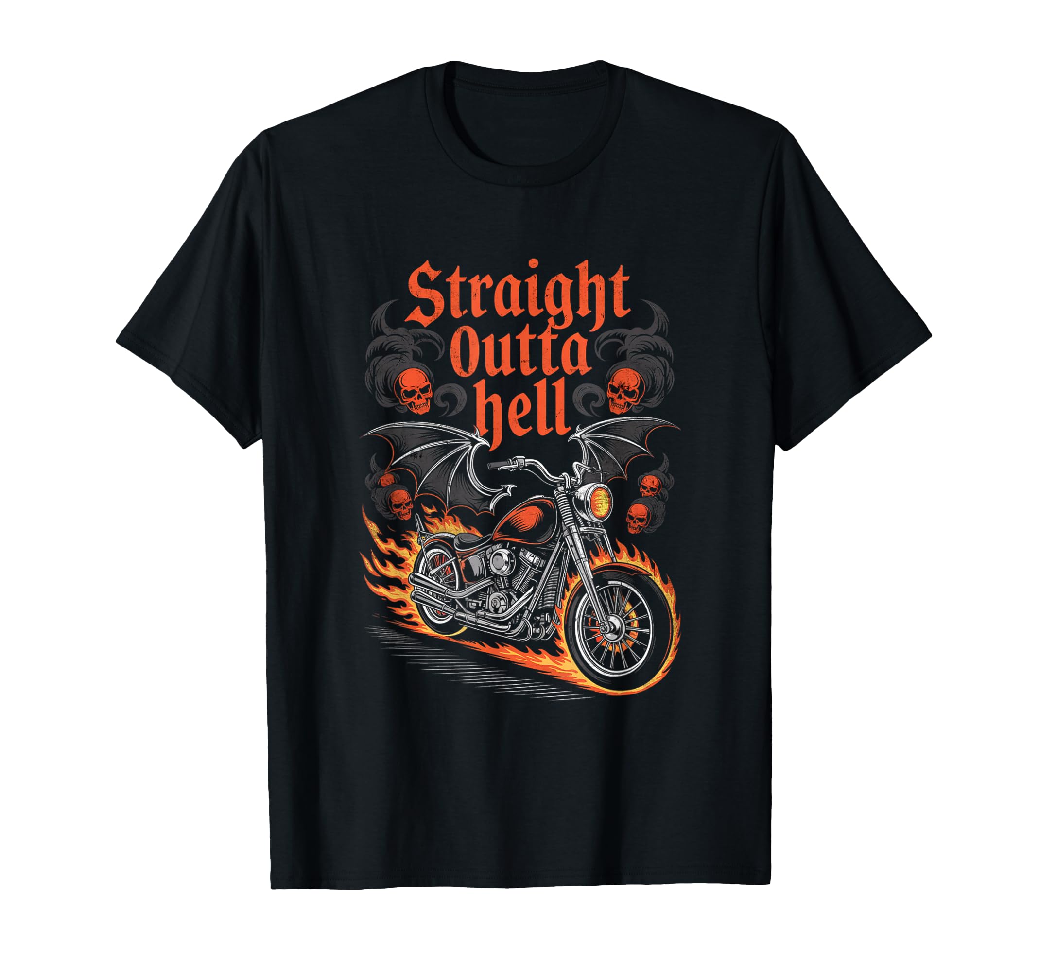 Straight Outta Hell Motorcycle Biker T-Shirt - Custom Art Print for Adults - T-Shirt, Sweatshirt, Hoodie