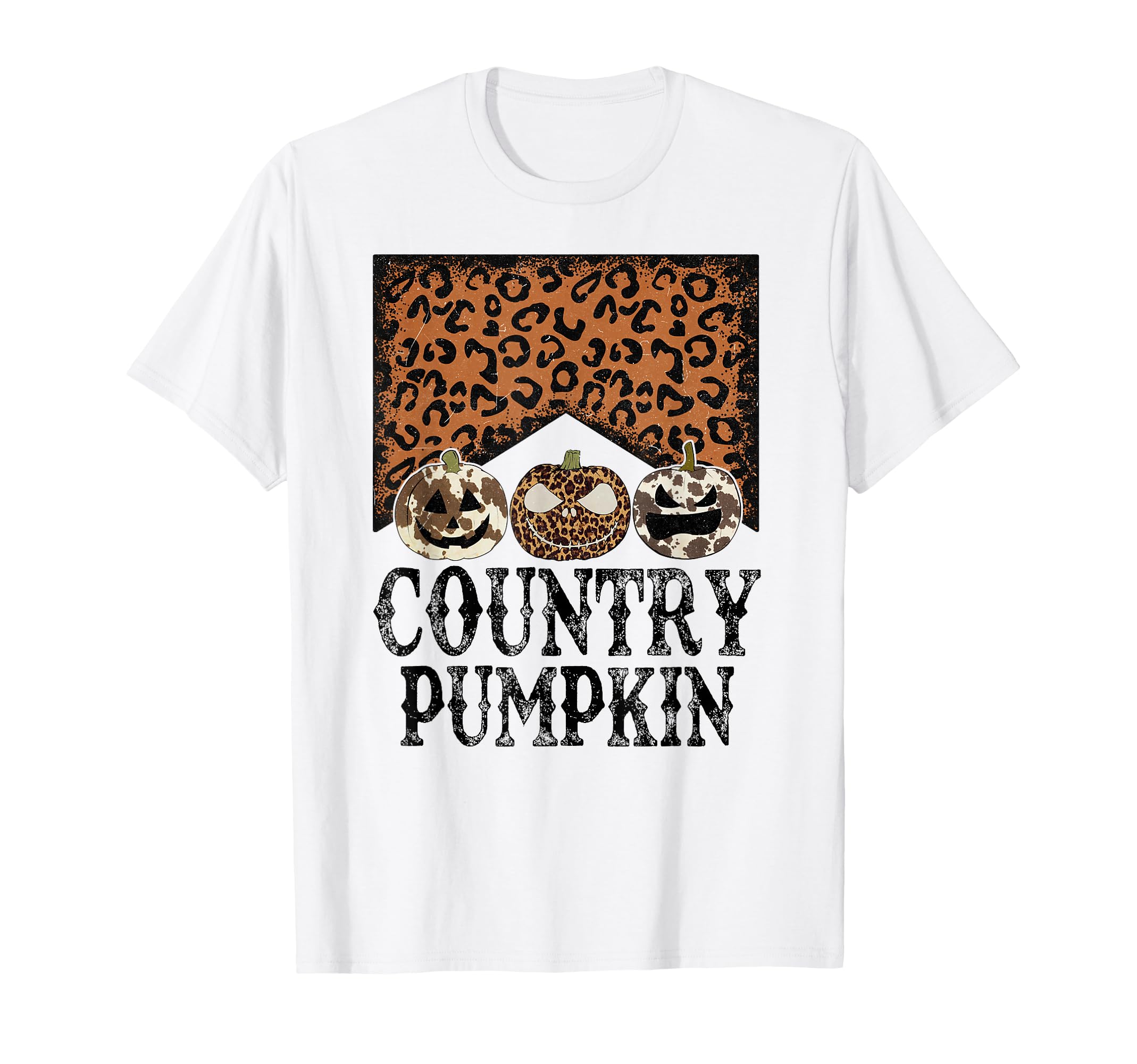 Country Pumpkin Leopard Cow Western T-Shirt - Unique Graphic Unisex - T-Shirt, Sweatshirt, Hoodie