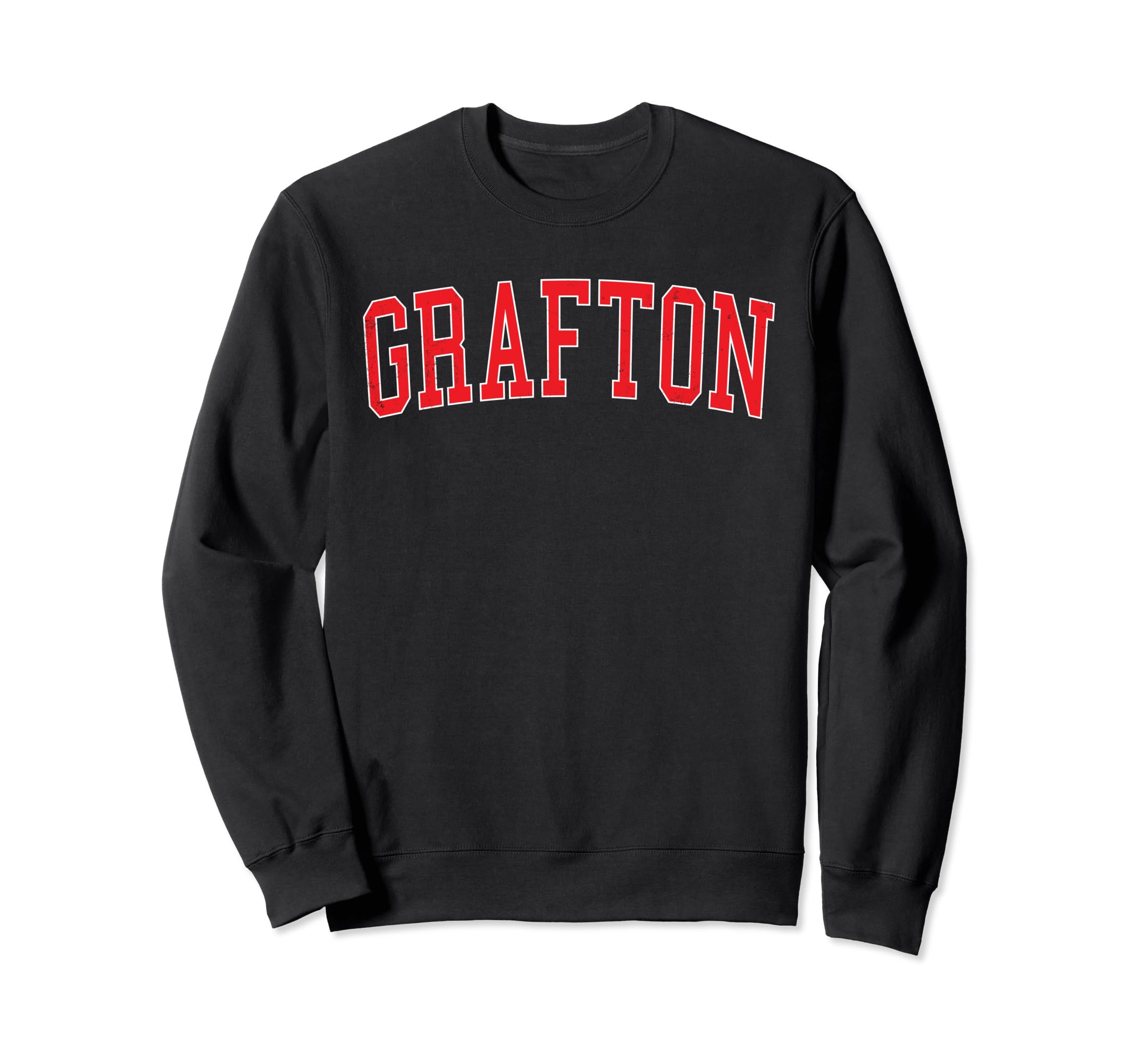 Grafton Wi Distressed Red Varsity Sweatshirt - Minimalist Print Unisex - T-Shirt, Sweatshirt, Hoodie