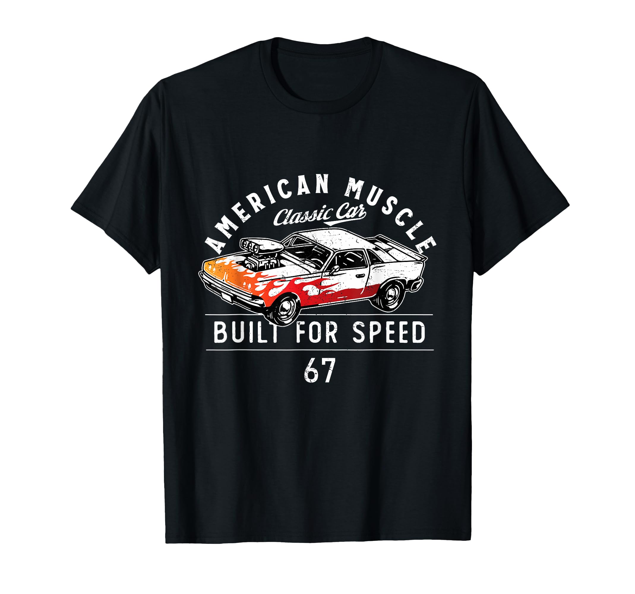 Custom Car American Muscle Car Flame T-Shirt - Graphic Print for Adults - T-Shirt, Sweatshirt, Hoodie