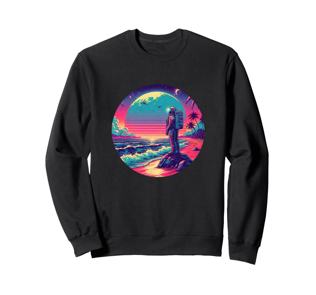 Synthwave Astronaut Beach 1980S Sweatshirt - Casual Everyday Wear Unisex - T-Shirt, Sweatshirt, Hoodie