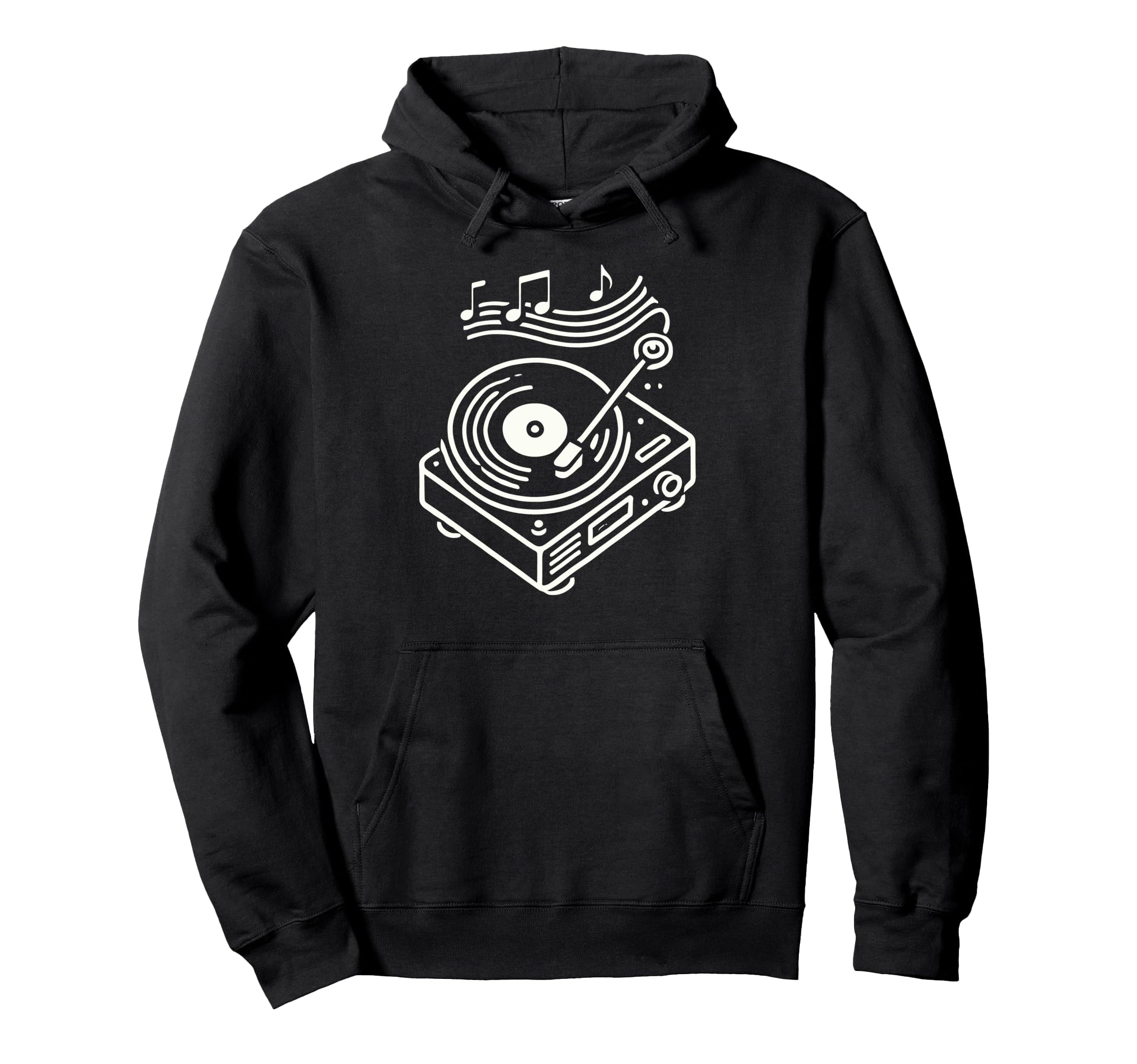 Vinyl Record Player Sketch Music Hoodie - Casual Everyday Wear Unisex - T-Shirt, Sweatshirt, Hoodie