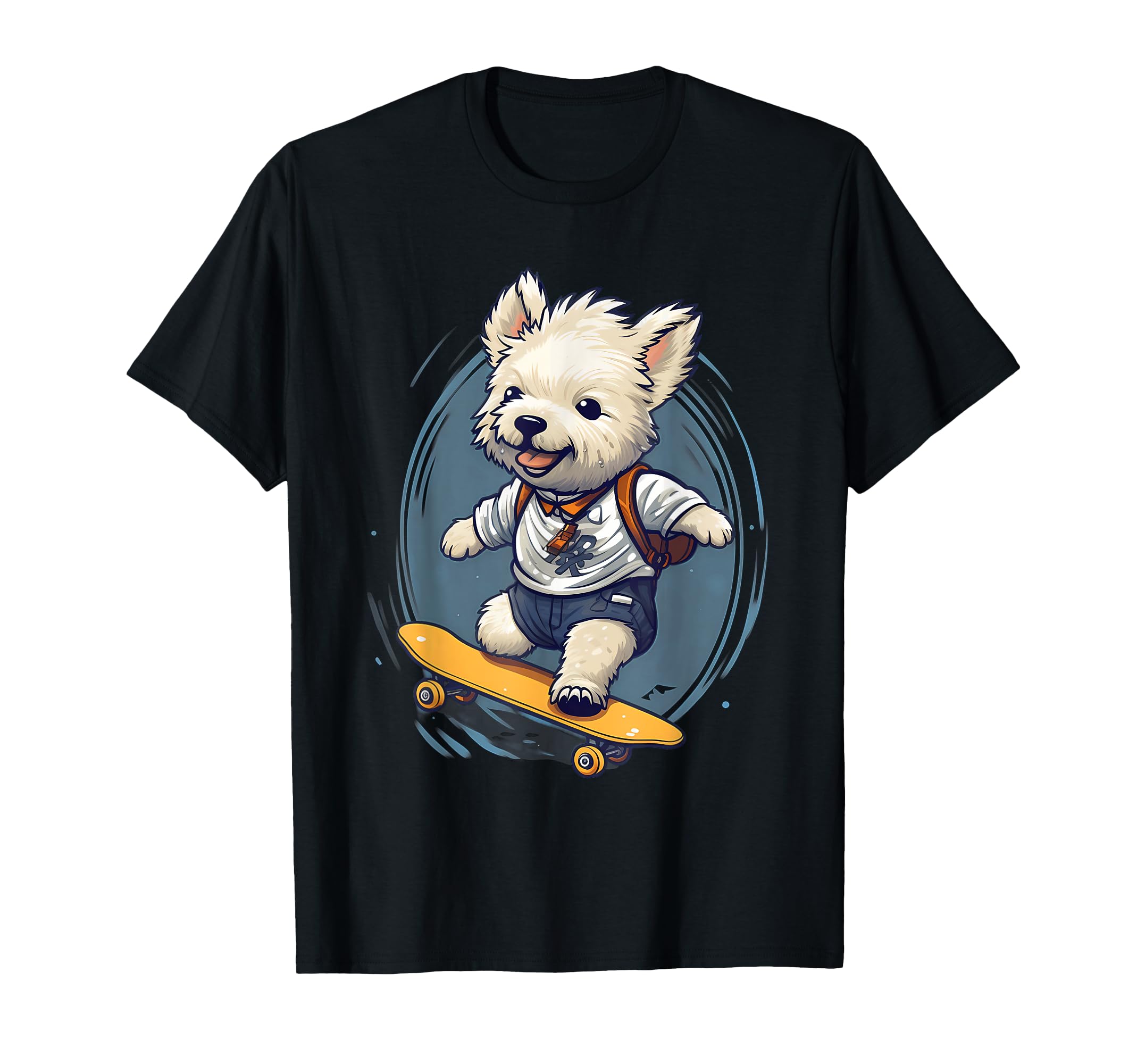 Skateboarding West Highland Terrier T-Shirt - Aesthetic Graphic Men Women - T-Shirt, Sweatshirt, Hoodie