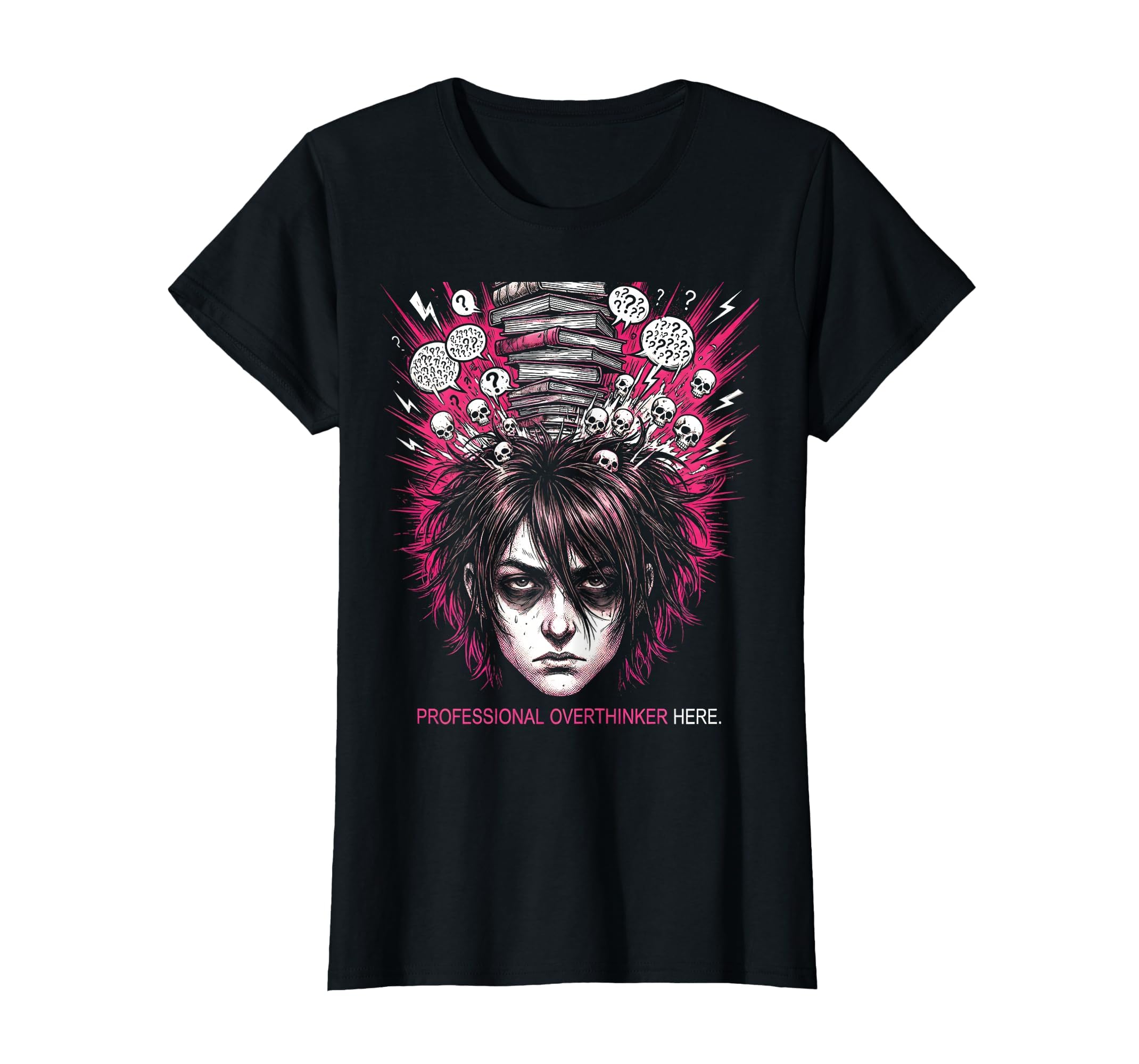 Professional Overthinker Here Emo T-Shirt - Aesthetic Graphic Unisex - T-Shirt, Sweatshirt, Hoodie