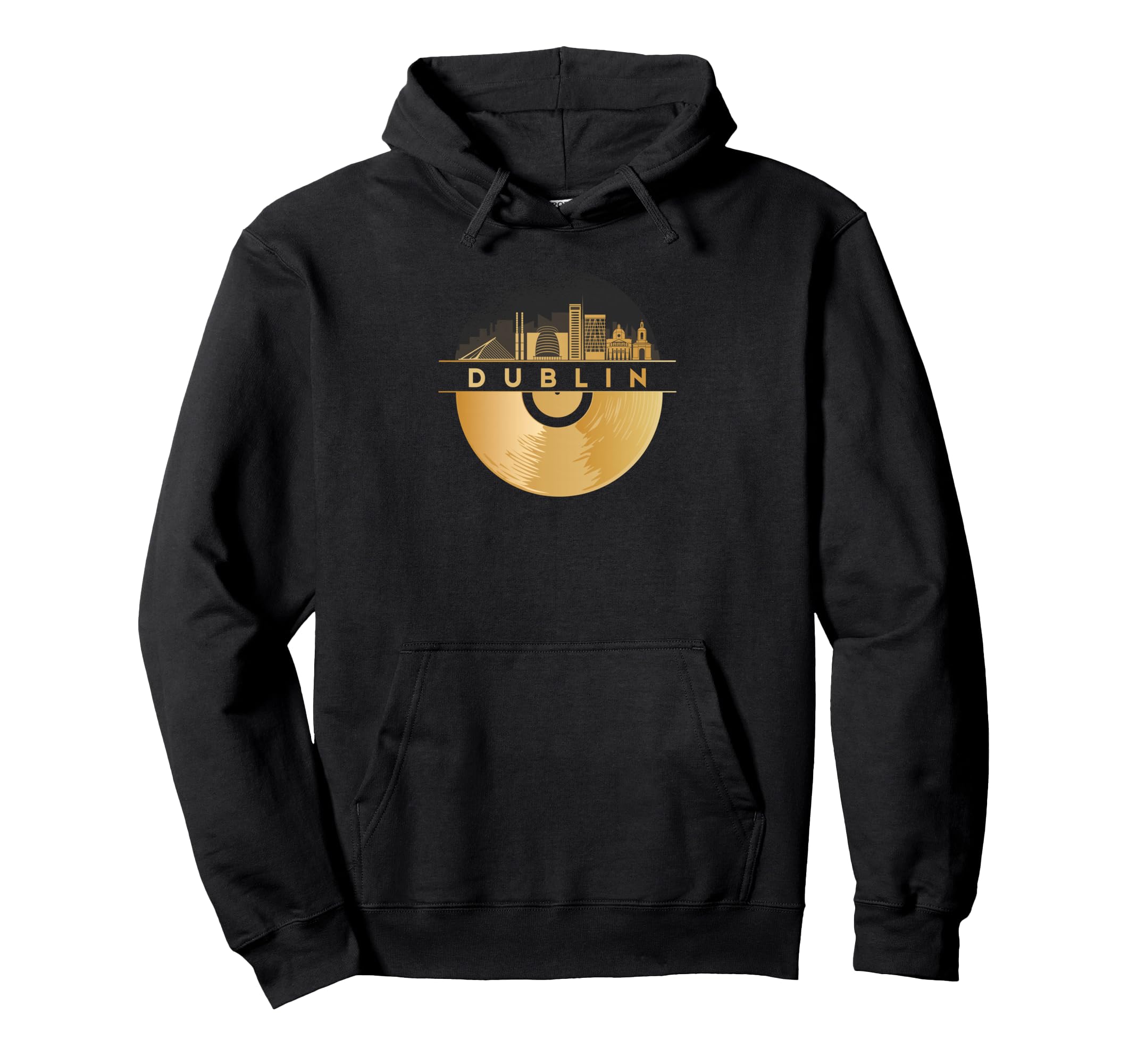 Vinyl Record Player Disco Music Skyline Hoodie - Streetwear Style Unisex - T-Shirt, Sweatshirt, Hoodie
