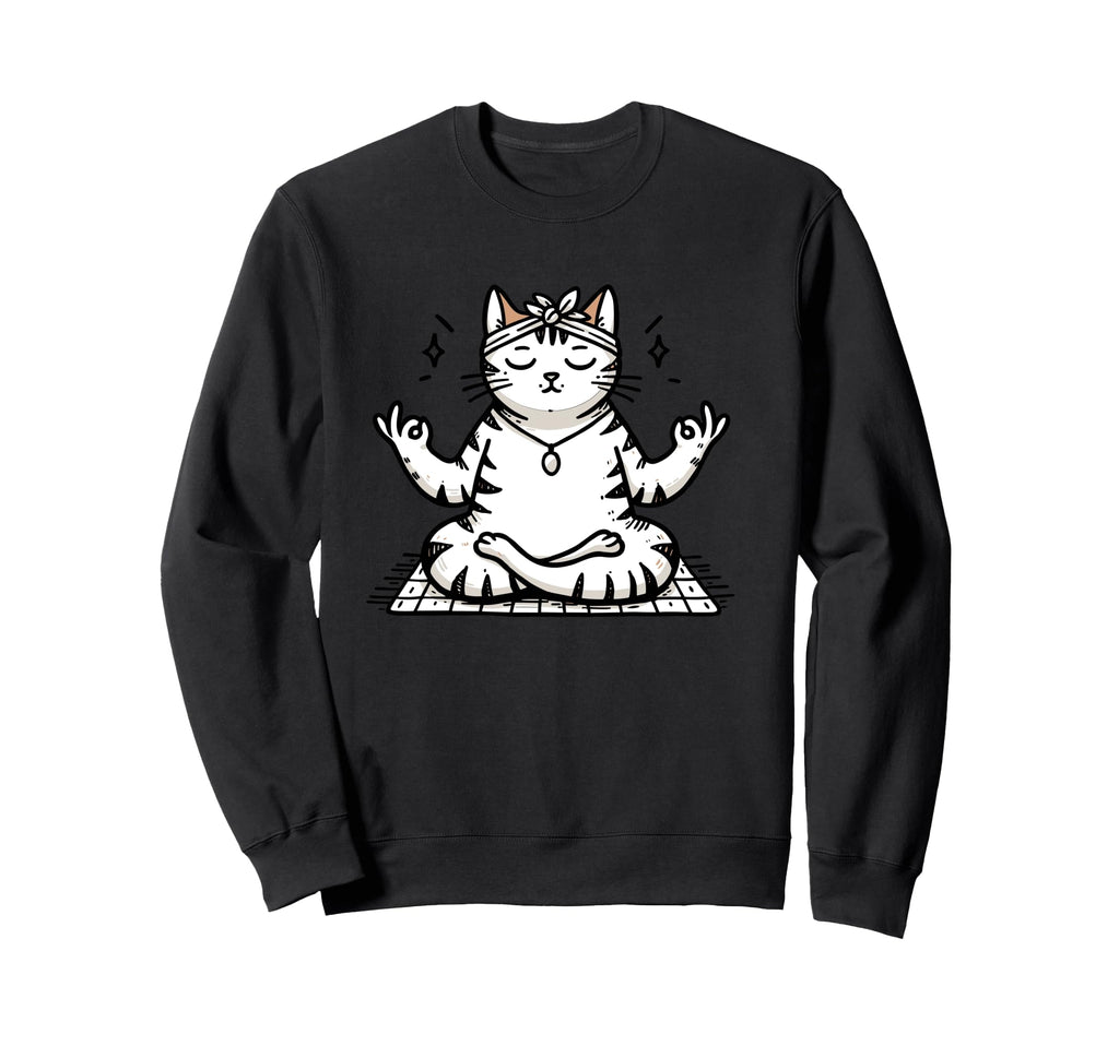 Meditation Cat Yoga Pose Sweatshirt - Aesthetic Graphic for Adults - T-Shirt, Sweatshirt, Hoodie