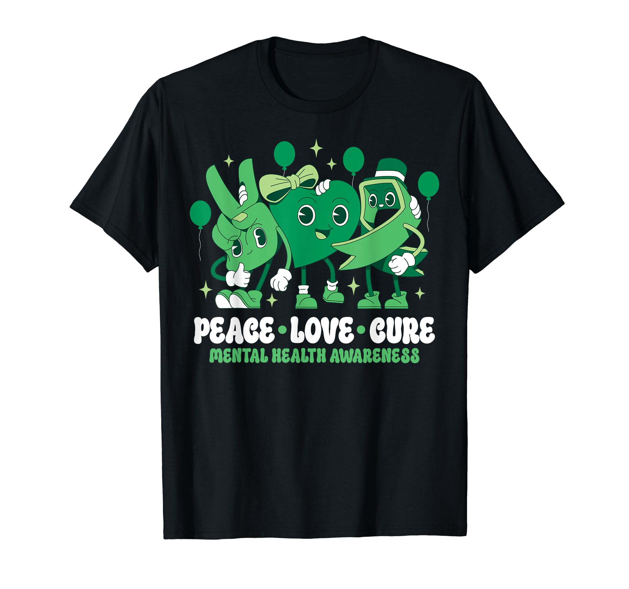 Green Ribbon Survivor Groovy Mental T-Shirt - Graphic Print Men Women - T-Shirt, Sweatshirt, Hoodie