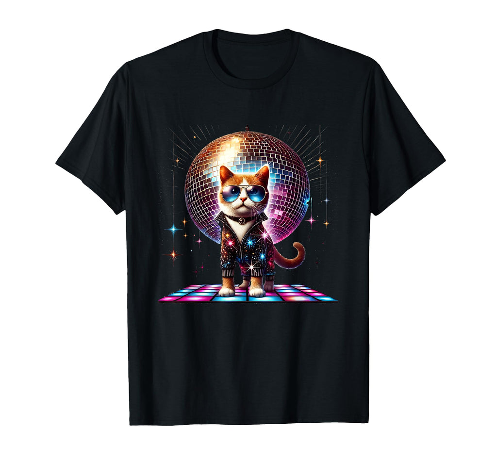 Dancing Cat Disco Ball Kitten Kitty T-Shirt - Novelty Apparel Men Women - T-Shirt, Sweatshirt, Hoodie