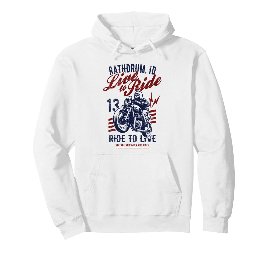 Rathdrum Idaho Motorcycle Skull Rider Hoodie - Aesthetic Graphic Unisex - T-Shirt, Sweatshirt, Hoodie