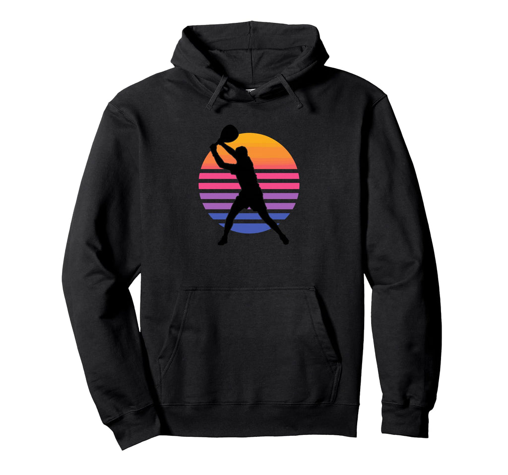 80S Padel Player Sunset Synthwave Sport Hoodie - Unique Graphic Men Women - T-Shirt, Sweatshirt, Hoodie