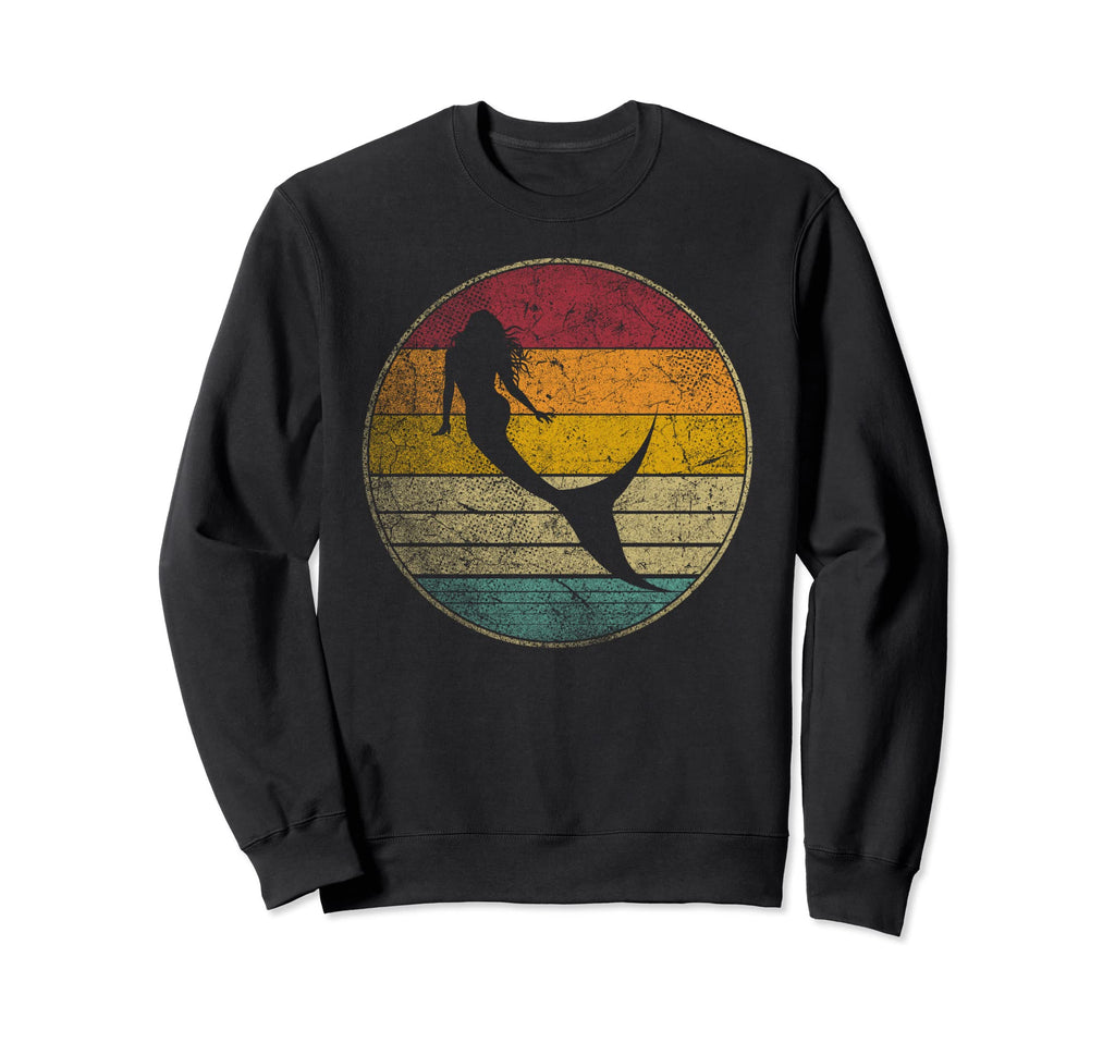 Mermaid Distressed Silhouette 70S Sweatshirt - Minimalist Print for Adults - T-Shirt, Sweatshirt, Hoodie