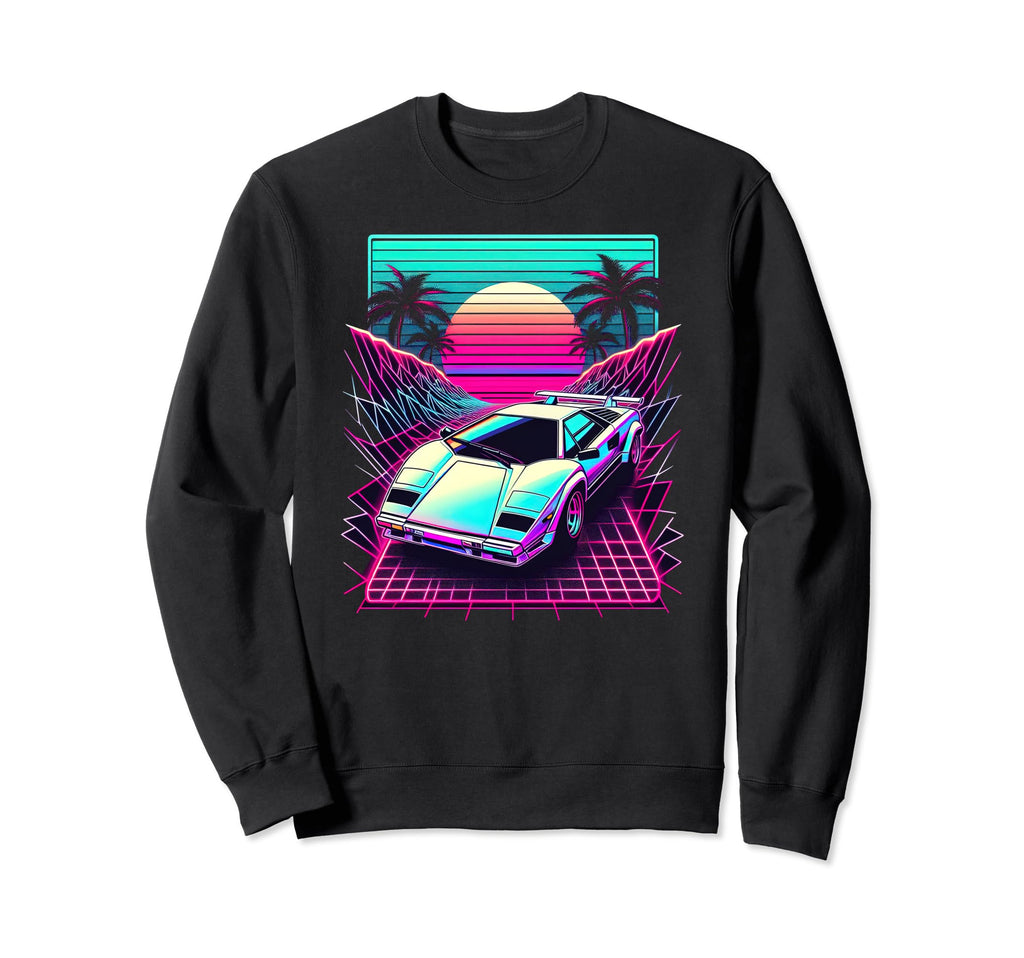 Synthwave Supercar Retrowave Sweatshirt - Casual Everyday Wear Men Women - T-Shirt, Sweatshirt, Hoodie