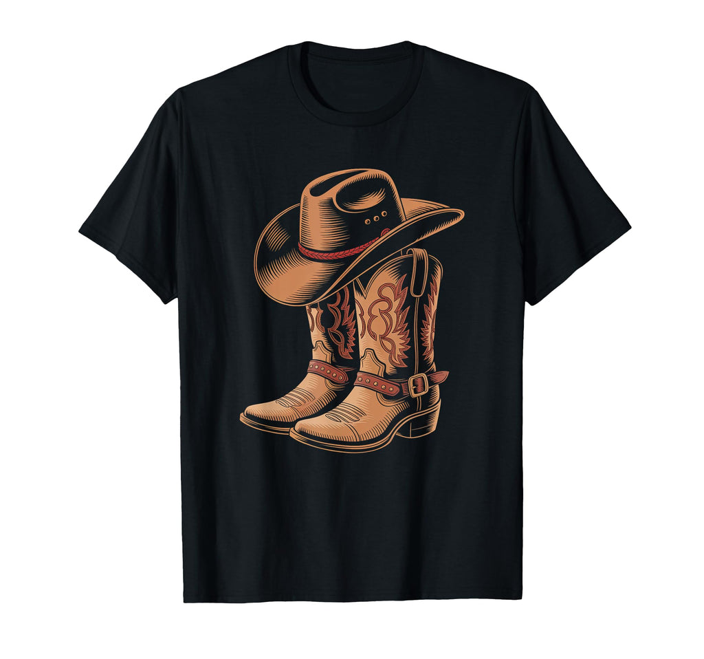 Cowboy Boots Western Country Cowgirl T-Shirt - Minimalist Print Unisex - T-Shirt, Sweatshirt, Hoodie