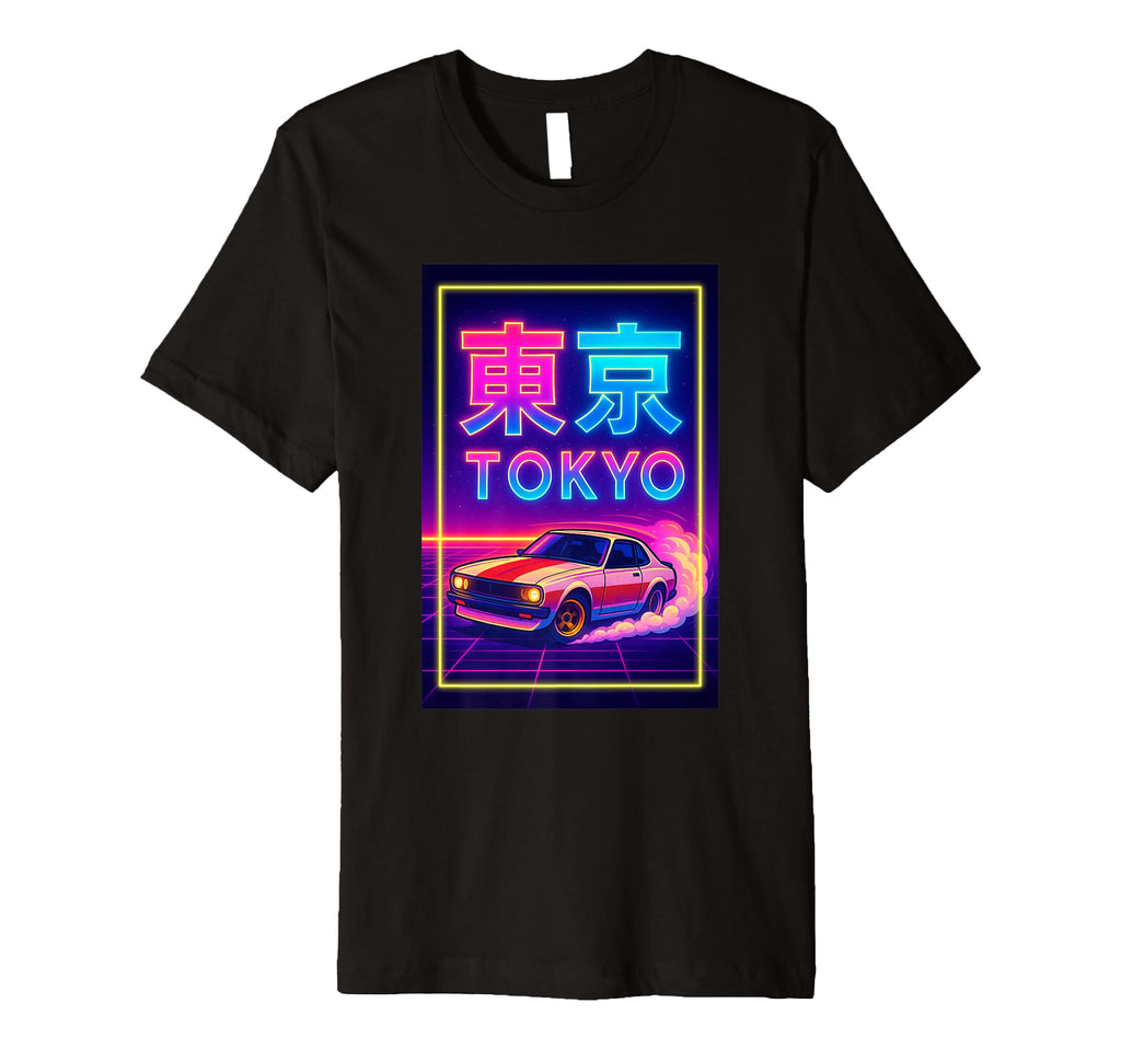 Japan Tokyo Street Race Car Synthwave 80S T-Shirt - Unique Graphic Unisex - T-Shirt, Sweatshirt, Hoodie