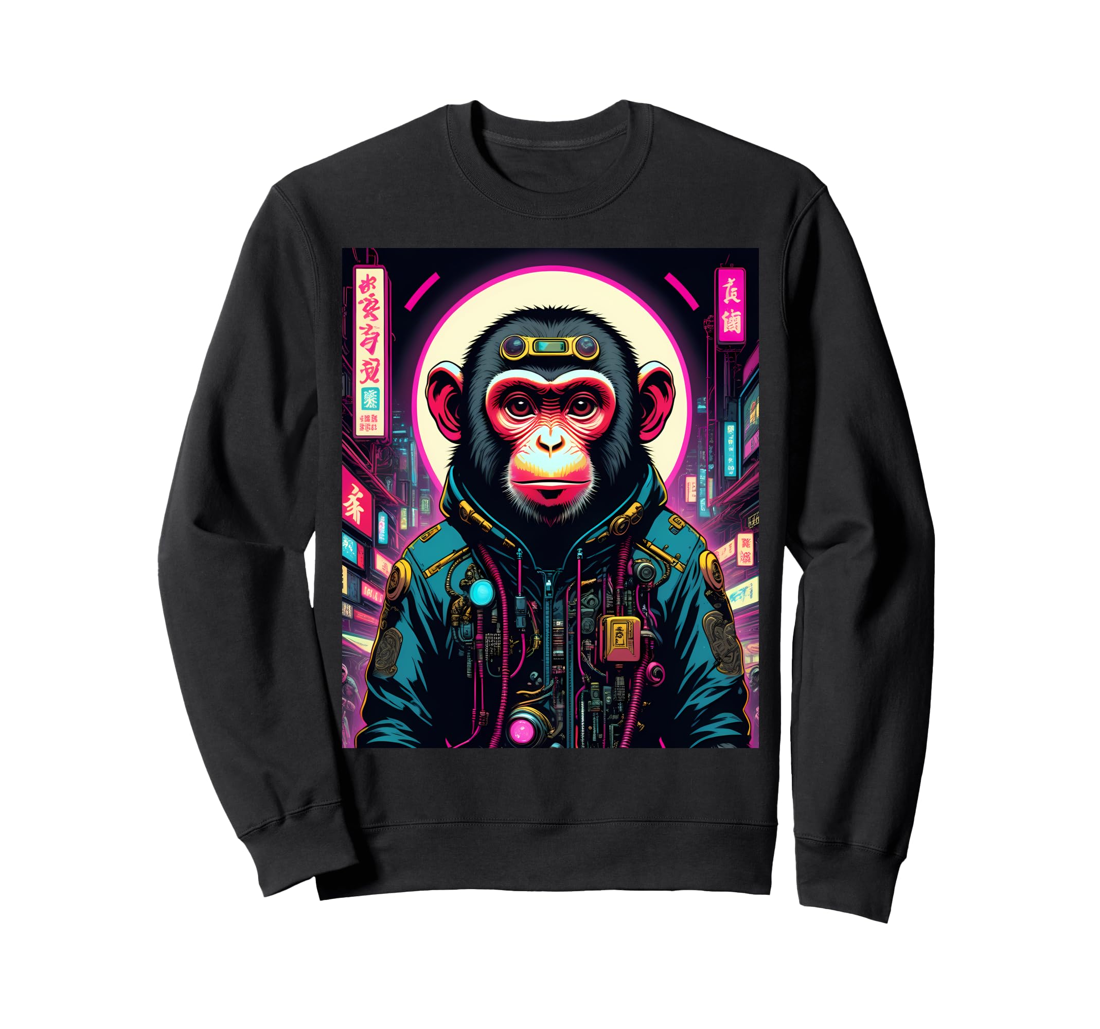 Vaporwave Monkey 80S Synthwave Sweatshirt - Fun Novelty Design Unisex - T-Shirt, Sweatshirt, Hoodie