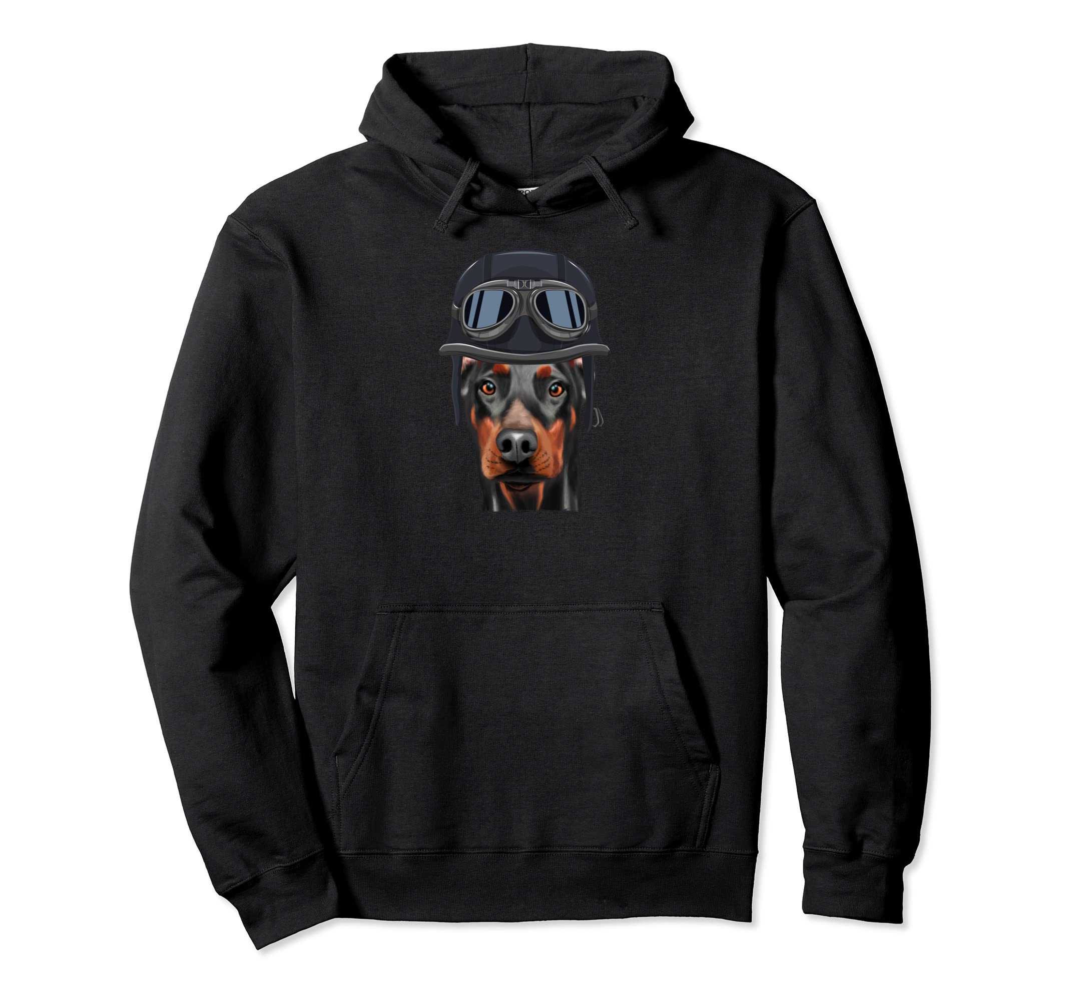 Funny Motorcycle Helmet Doberman Hoodie - Casual Everyday Wear for Adults - T-Shirt, Sweatshirt, Hoodie