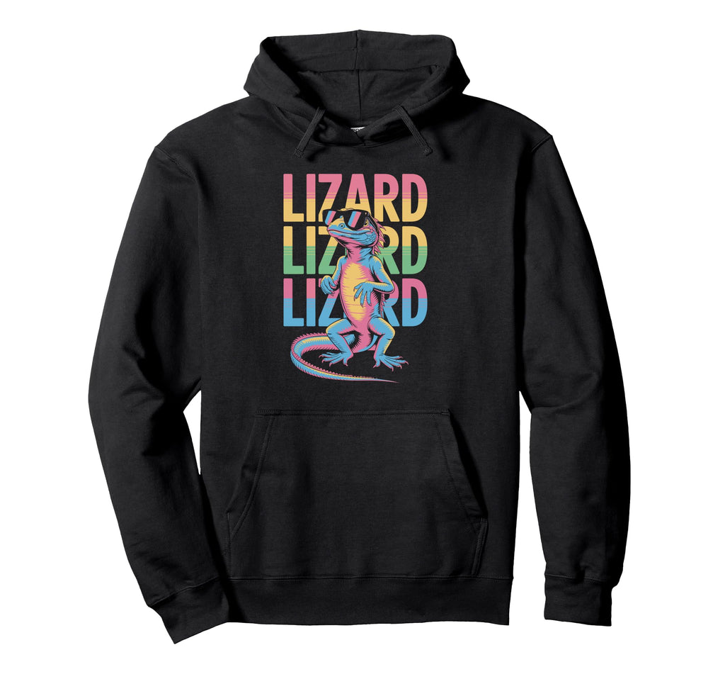 Lizard 80S Vaporwave Reptile Hoodie - Casual Everyday Wear Men Women - T-Shirt, Sweatshirt, Hoodie
