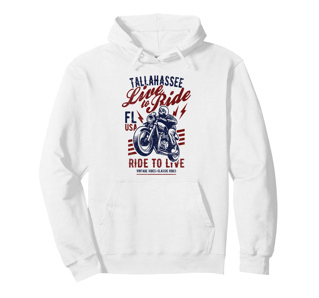 Tallahassee Florida Motorcycle Skull Hoodie - Streetwear Style for Adults - T-Shirt, Sweatshirt, Hoodie