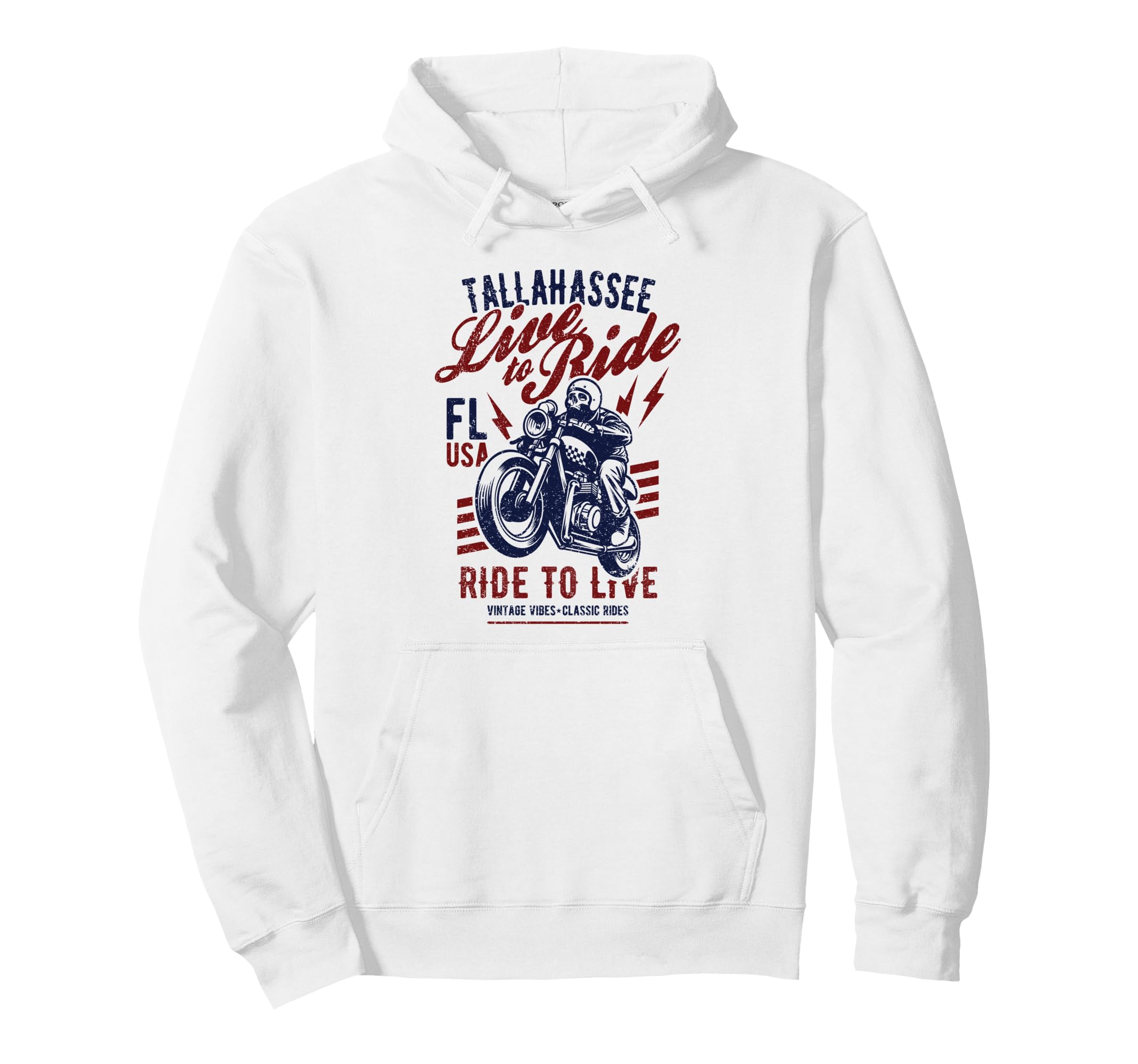 Tallahassee Florida Motorcycle Skull Hoodie - Streetwear Style for Adults - T-Shirt, Sweatshirt, Hoodie