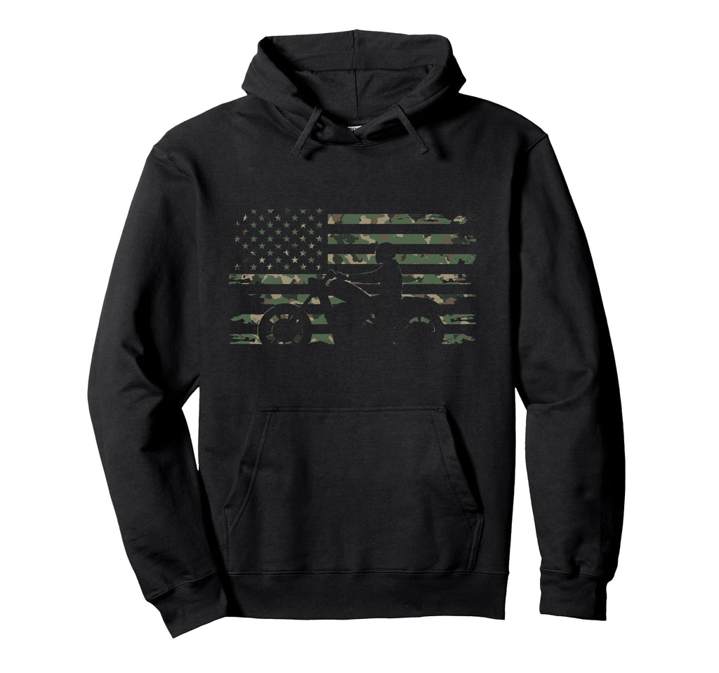 American Flag Motorcycle Motorcycle Hoodie - Fun Novelty Design for Adults - T-Shirt, Sweatshirt, Hoodie