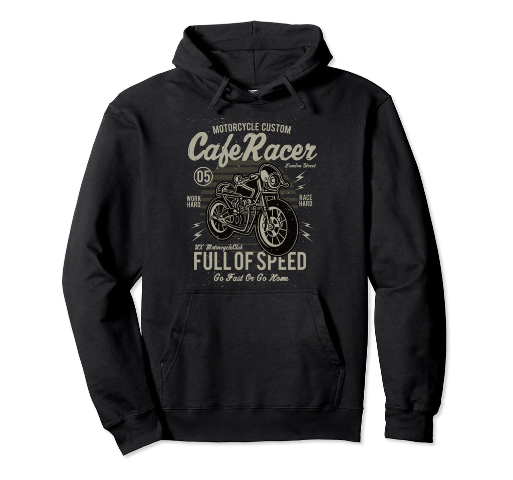 Full Speed Motorcycle Biker Cafe Racer Hoodie - Unique Graphic Unisex - T-Shirt, Sweatshirt, Hoodie