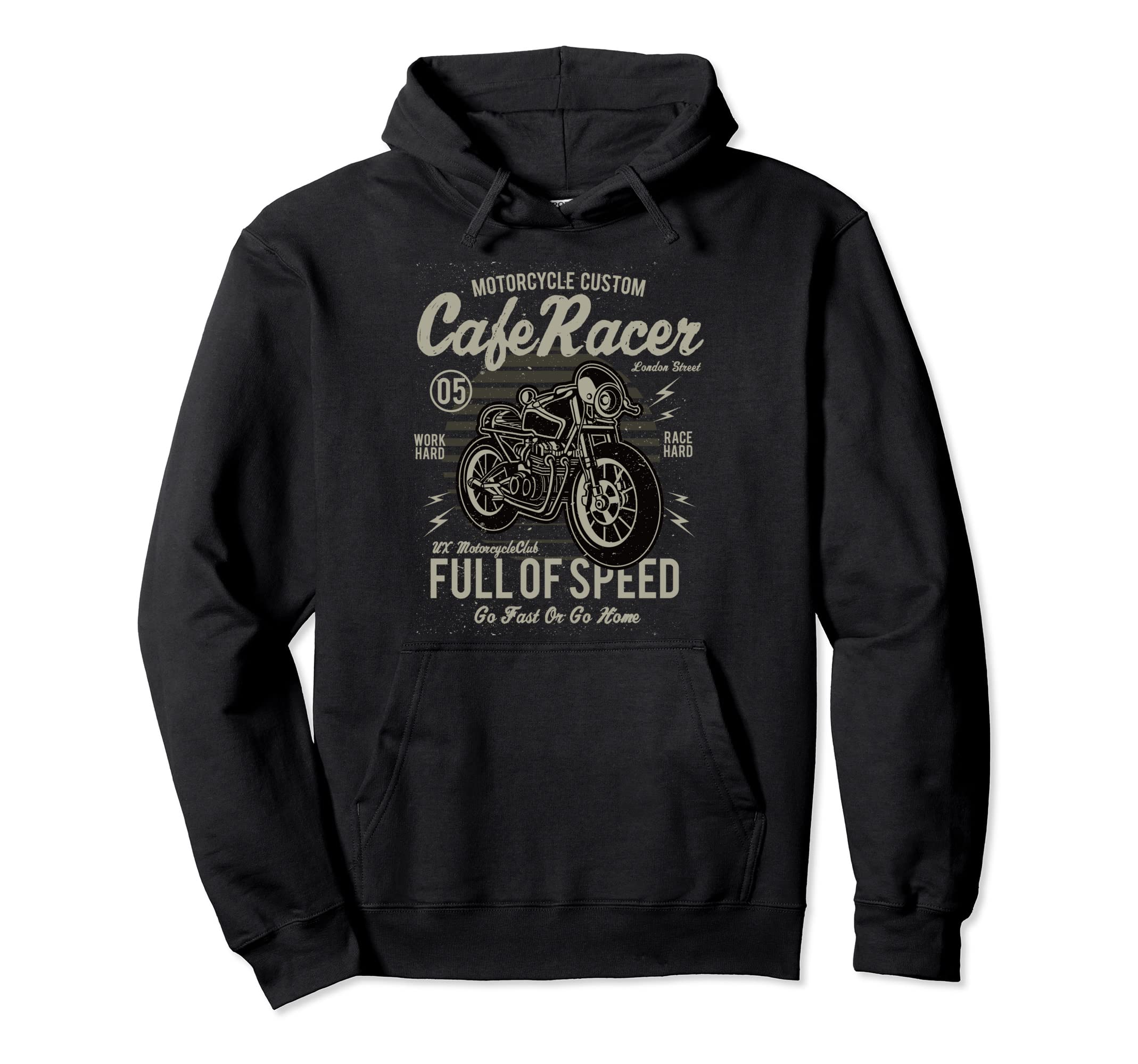Full Speed Motorcycle Biker Cafe Racer Hoodie - Unique Graphic Unisex - T-Shirt, Sweatshirt, Hoodie