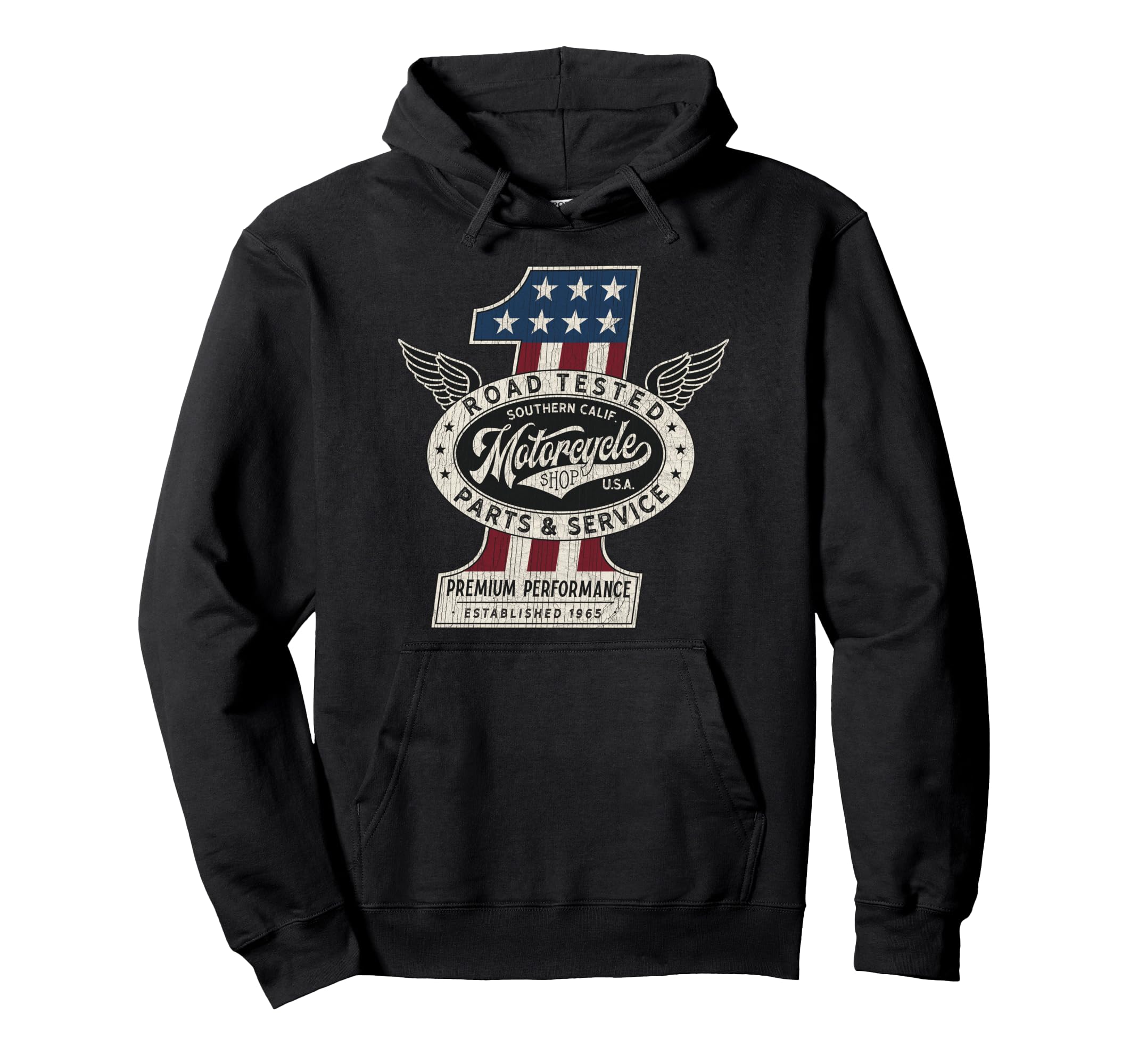 Motorcycle Shop No 1 Biker Usa Pride Hoodie - Novelty Apparel Unisex - T-Shirt, Sweatshirt, Hoodie