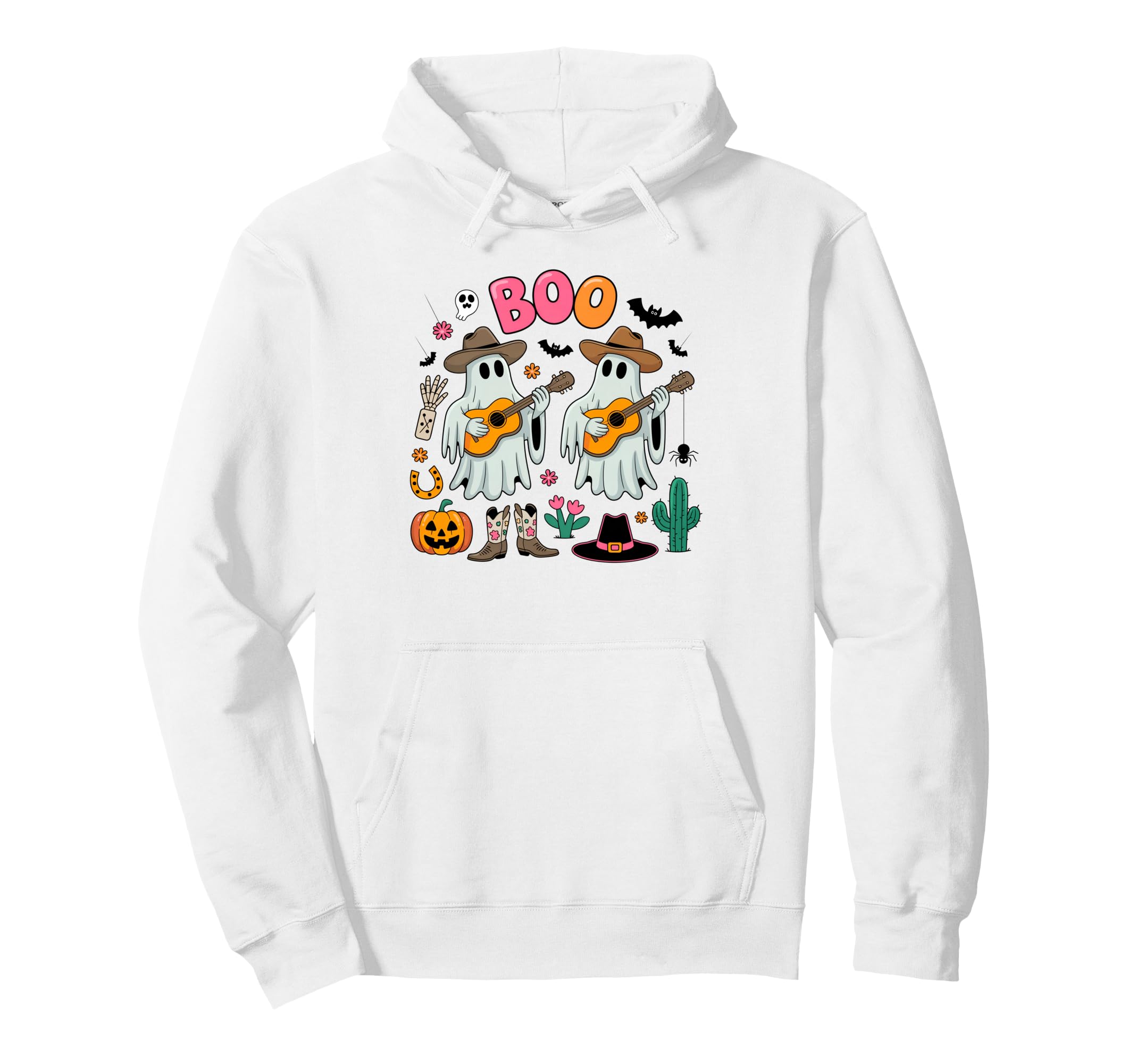 Spooky Ghost Cowboy Halloween Boo Western Hoodie - Unique Graphic Unisex - T-Shirt, Sweatshirt, Hoodie