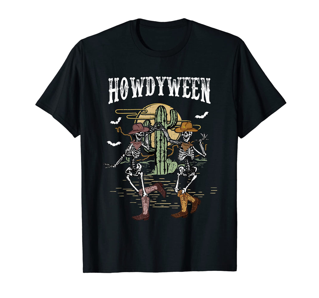 Howdy Desert Dancing Skeleton Cowboy T-Shirt - Aesthetic Graphic Unisex - T-Shirt, Sweatshirt, Hoodie