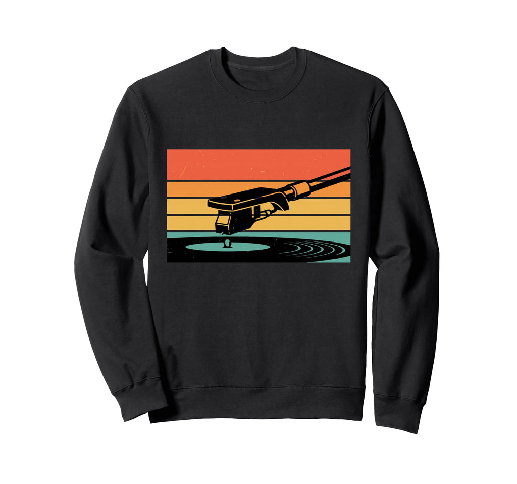 Vinyl Record Player Stylus Sunset Sweatshirt - Casual Everyday Wear Unisex - T-Shirt, Sweatshirt, Hoodie