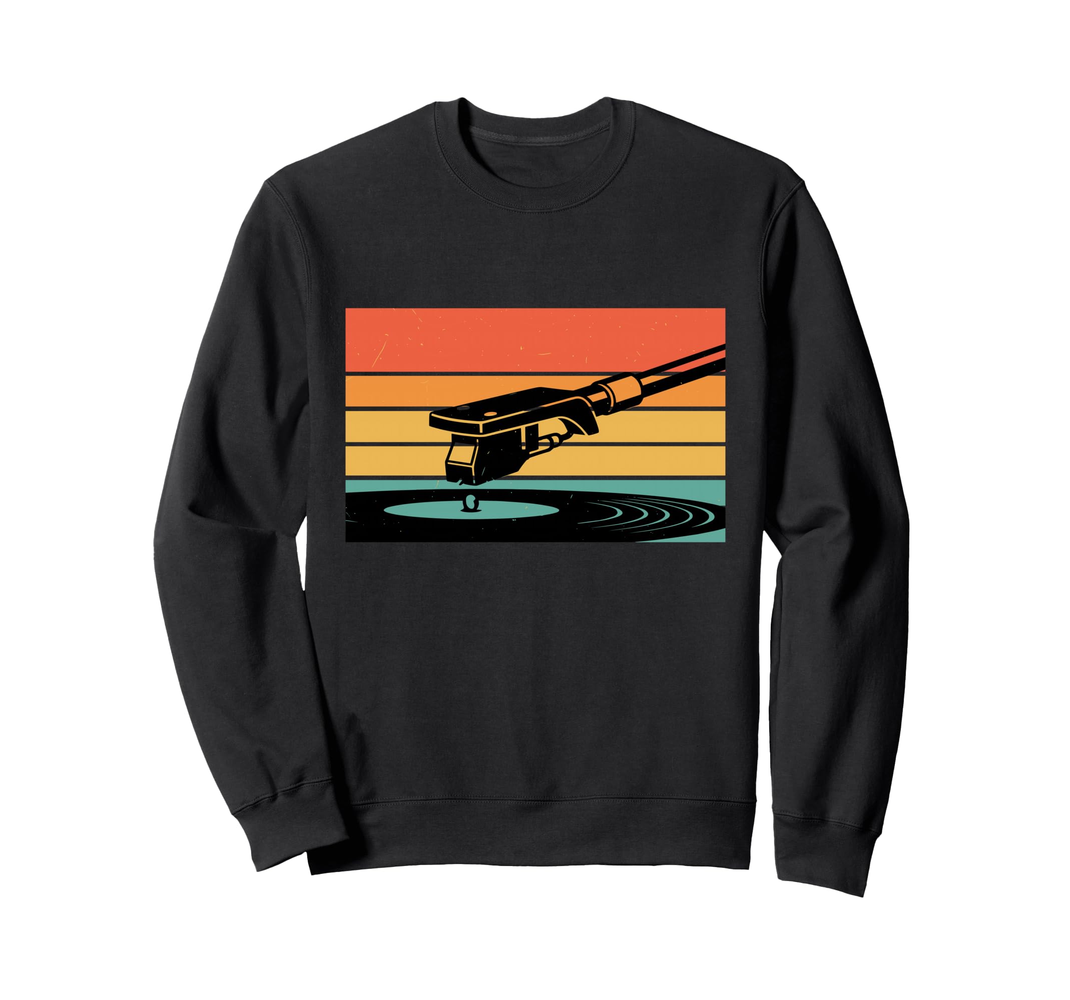 Vinyl Record Player Stylus Sunset Sweatshirt - Casual Everyday Wear Unisex - T-Shirt, Sweatshirt, Hoodie