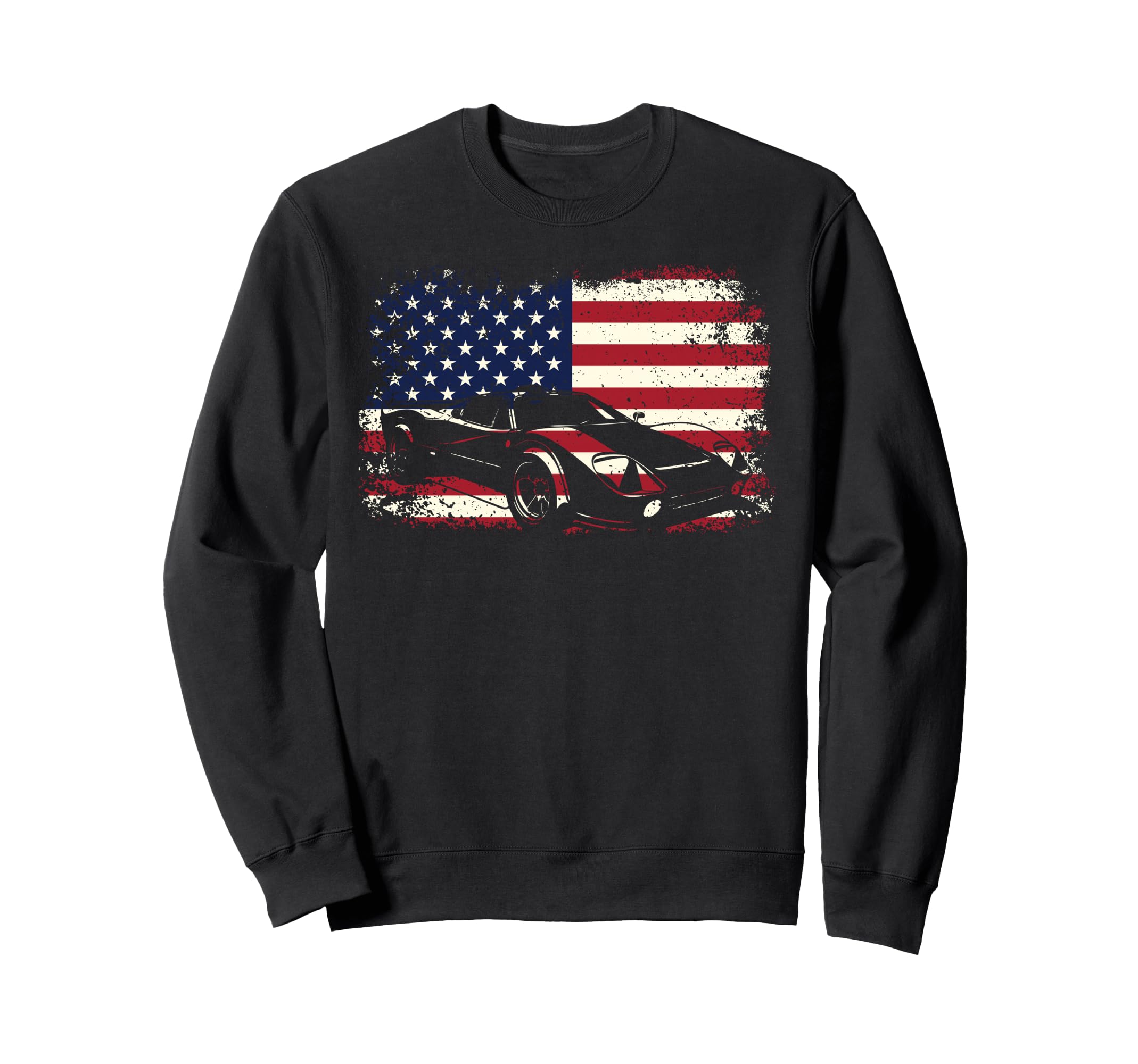Drag Racing Race Car American Flag Sweatshirt - Graphic Print Men Women - T-Shirt, Sweatshirt, Hoodie