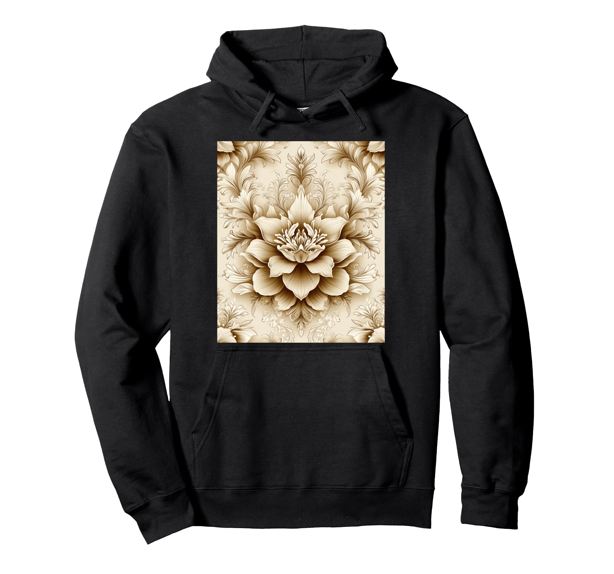 Floral Pattern Sepia Flower Art Hoodie - Aesthetic Graphic Unisex - T-Shirt, Sweatshirt, Hoodie