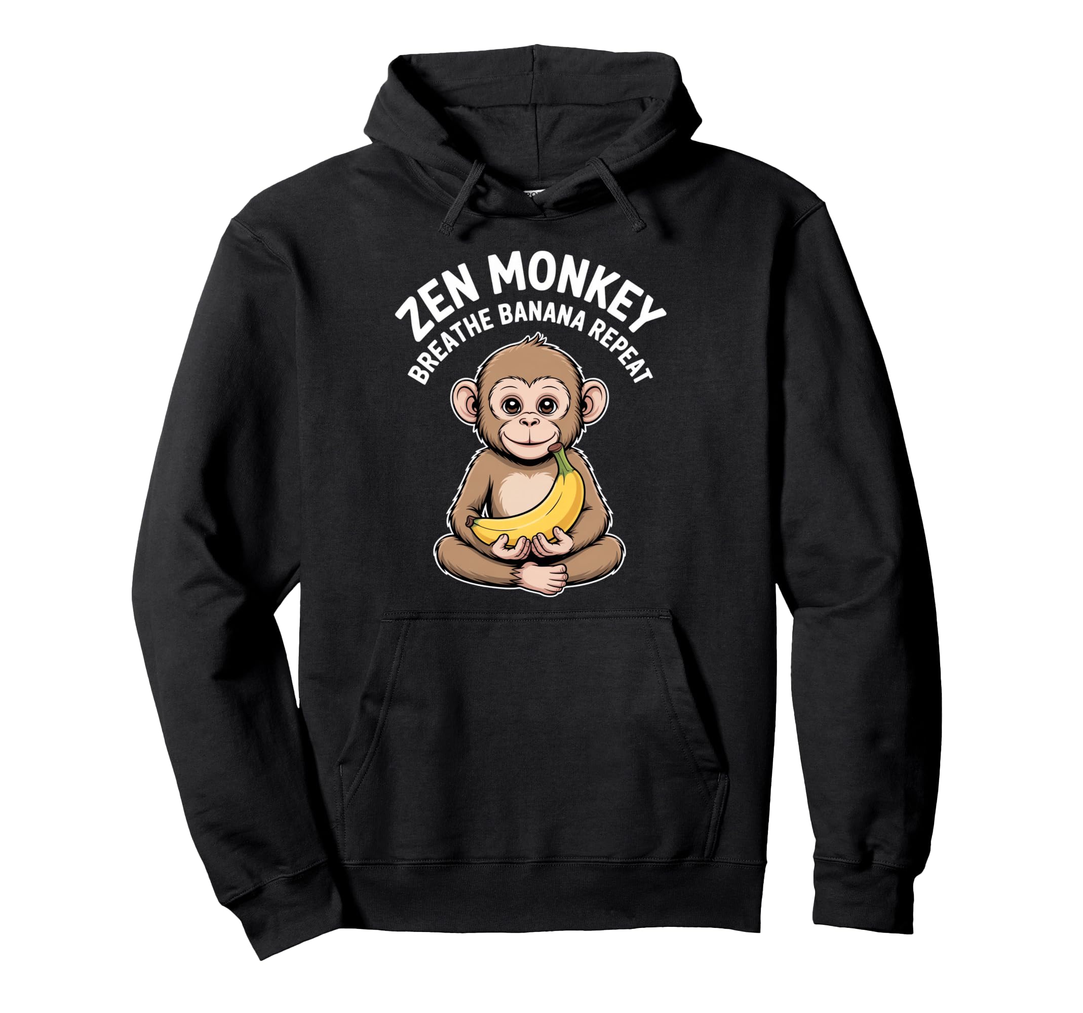 Zen Monkey Breathe Banana Repeat Hoodie - Custom Art Print for Adults - T-Shirt, Sweatshirt, Hoodie