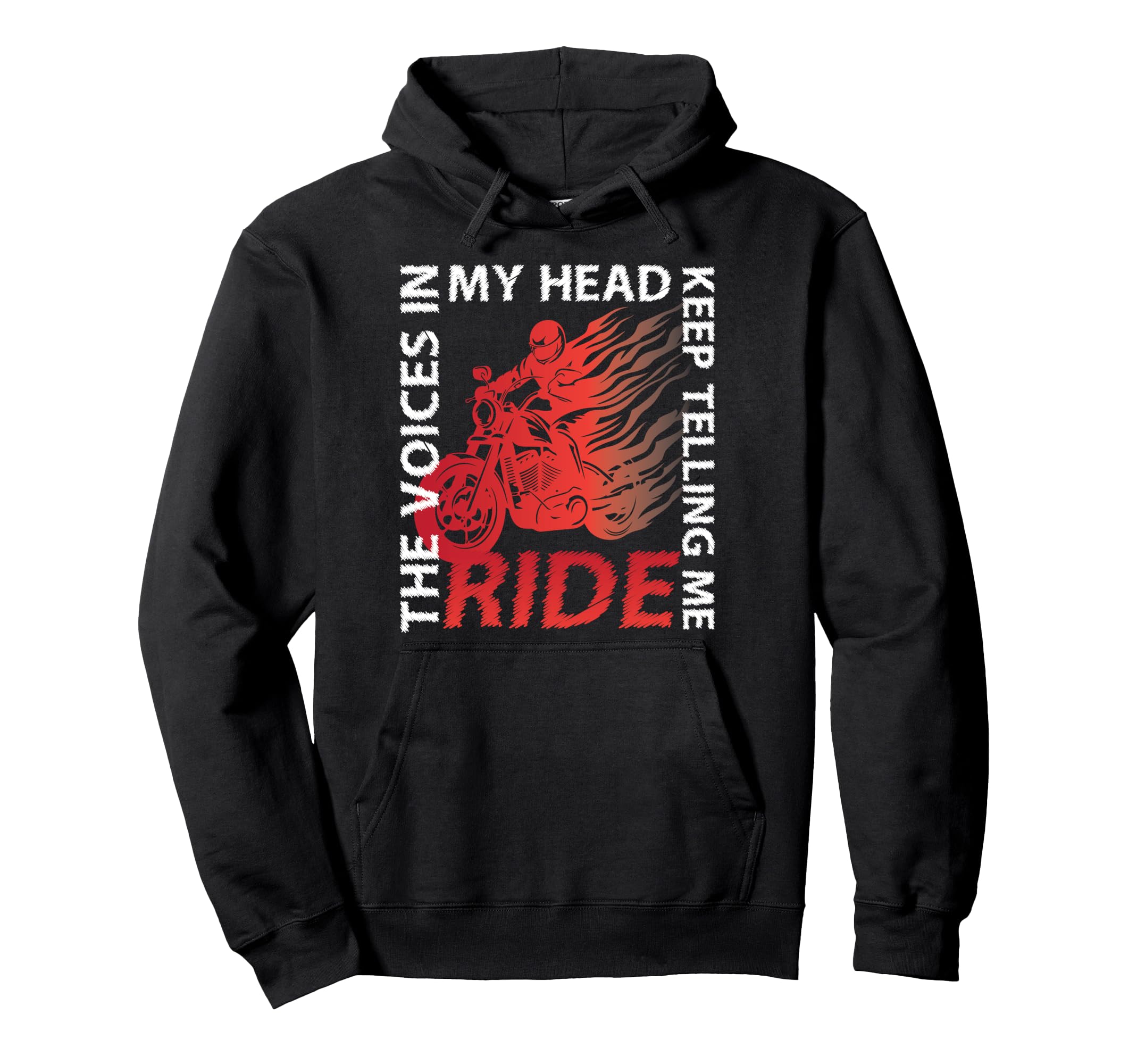Motorcycle Biker Voices My Head Keep Hoodie - Aesthetic Graphic Unisex - T-Shirt, Sweatshirt, Hoodie