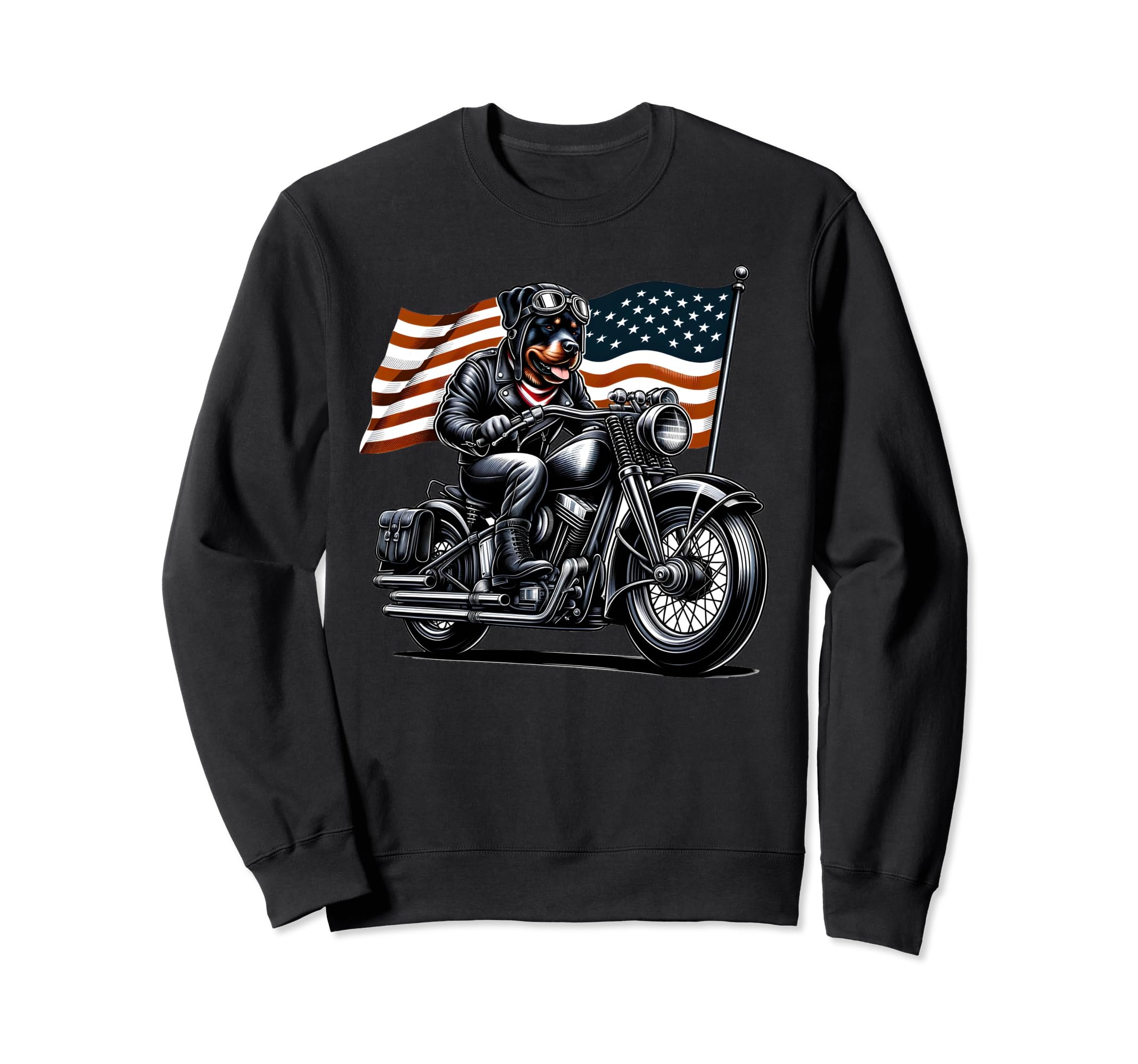 Patriotic Rottweiler Motorcycle Sweatshirt - Aesthetic Graphic Unisex - T-Shirt, Sweatshirt, Hoodie