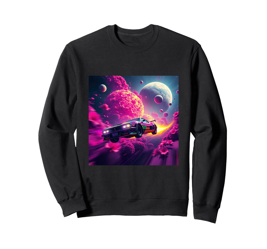 Futuristic Space Car 80S Synthwave Sweatshirt - Custom Art Print Unisex - T-Shirt, Sweatshirt, Hoodie