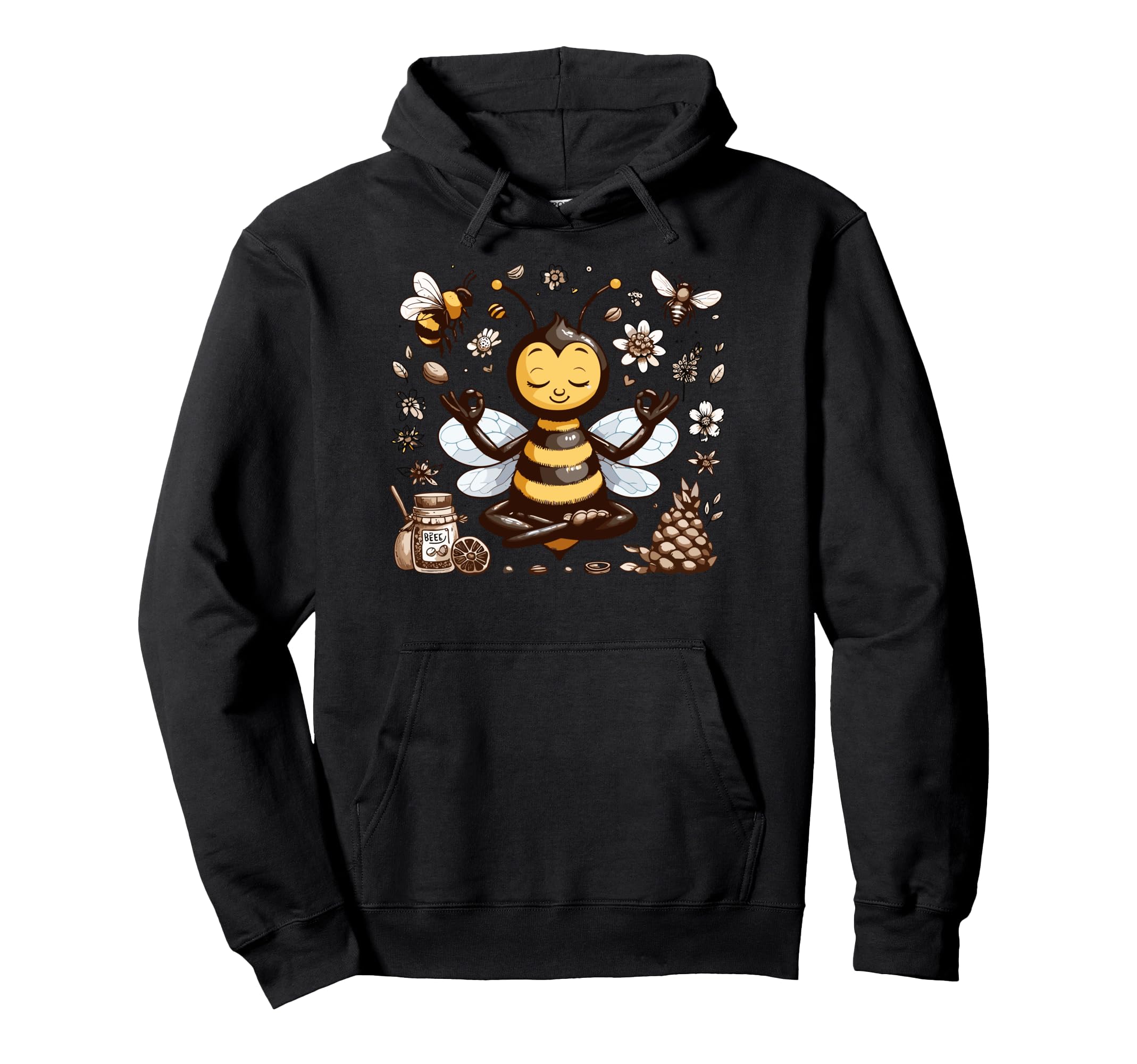 Meditation Bee Yoga Pose Relaxing Animal Hoodie - Trendy Graphic Men Women - T-Shirt, Sweatshirt, Hoodie
