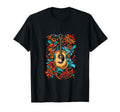 Music Floral Black Orange Blue T-Shirt - Streetwear Style Unisex - T-Shirt, Sweatshirt, Hoodie